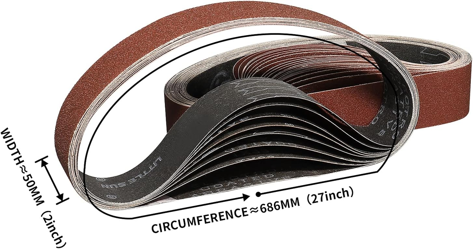Sruhrak Sanding Belts 50 X 686Mm- 2X 40/60/80/120/180/240/400 Grits Abrasive Sanding Belts for Grinding Polishing and Derusting, Suitable for 50X686 Belt Sander (14 Pack) image number 3