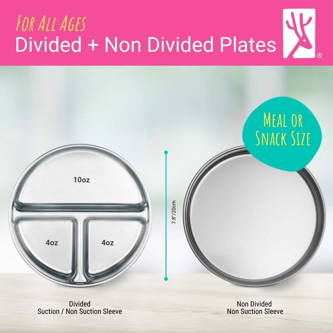 Elk and Friends Stainless Steel Non Divided Plate with Normal Sleeve