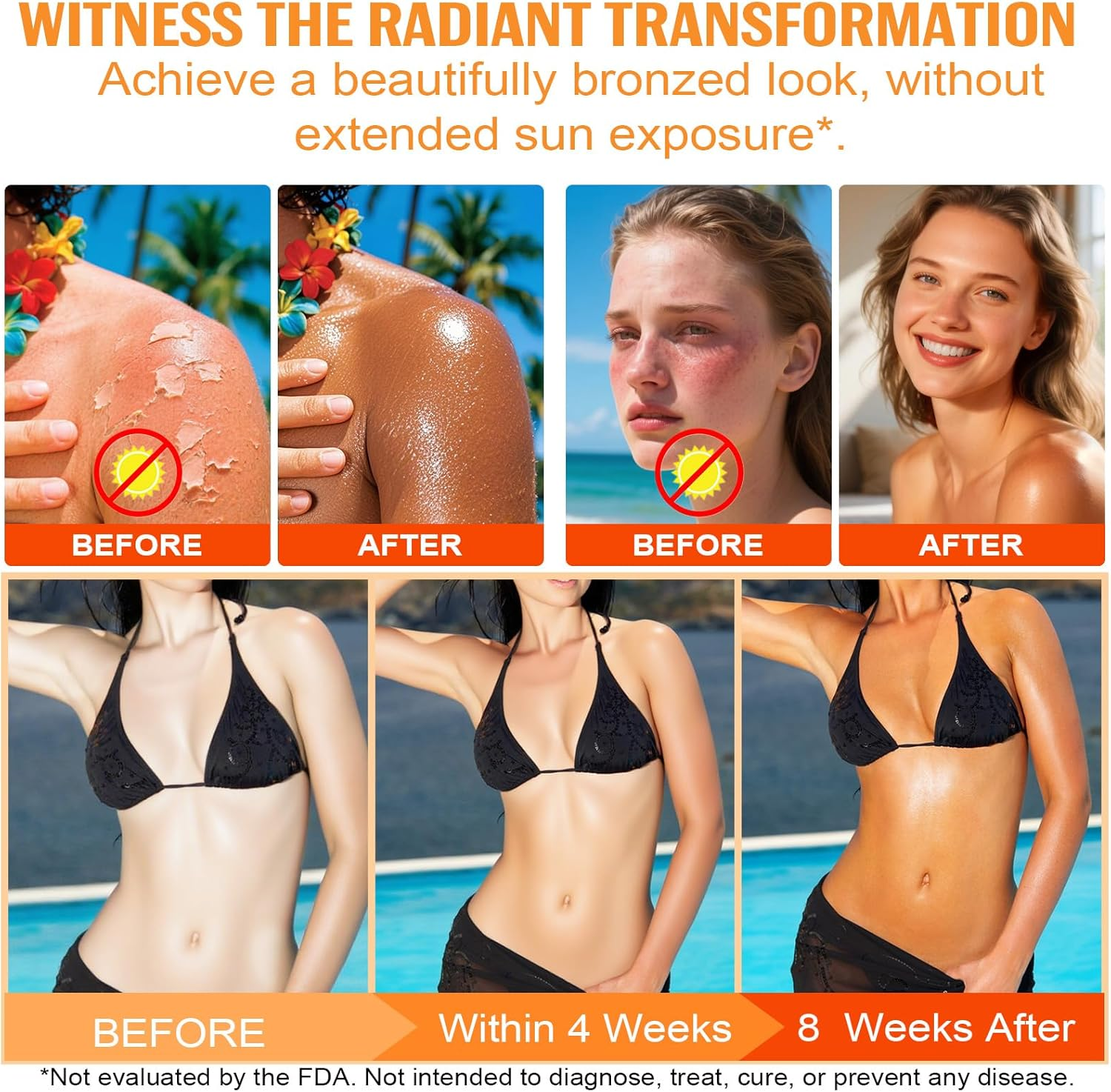 Daily Tanning Gummies,Tanning Gummies with Lycopene & Beta Carotene for Skin Health & Glow, Vegan, Non-Gmo-60 Ct 30-Day Supply