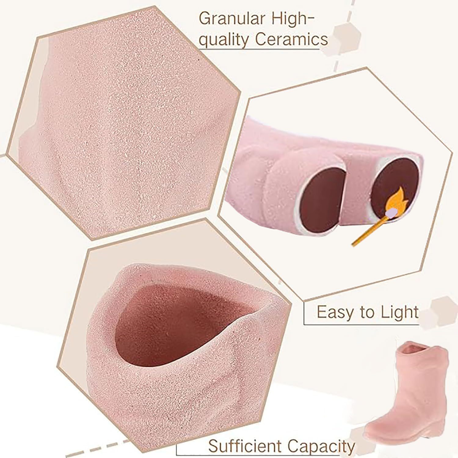 Yqkangzhu Cowboy Boot Match Holder, Lovely Ceramic Boot Match Holder with Striker, Handmade Ceramic Match Box, Matchstick Holder, Cowgirl Western Match Jar for Home Bathroom Kitchen Interior Decor image number 6