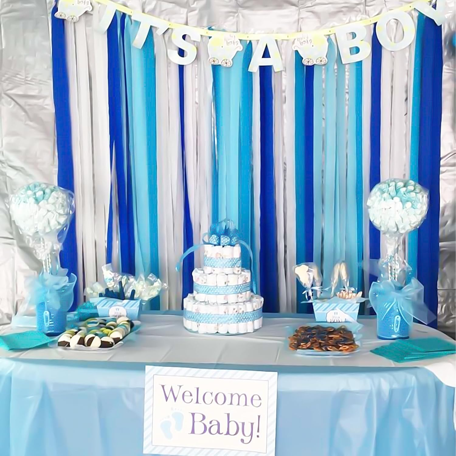 8 Rolls Gradient Blue Crepe Paper Streamer, 4 Colors - 82 Ft Streamers for Wedding, Birthday, Baby Shower, Graduation, Bridal Shower image number 4