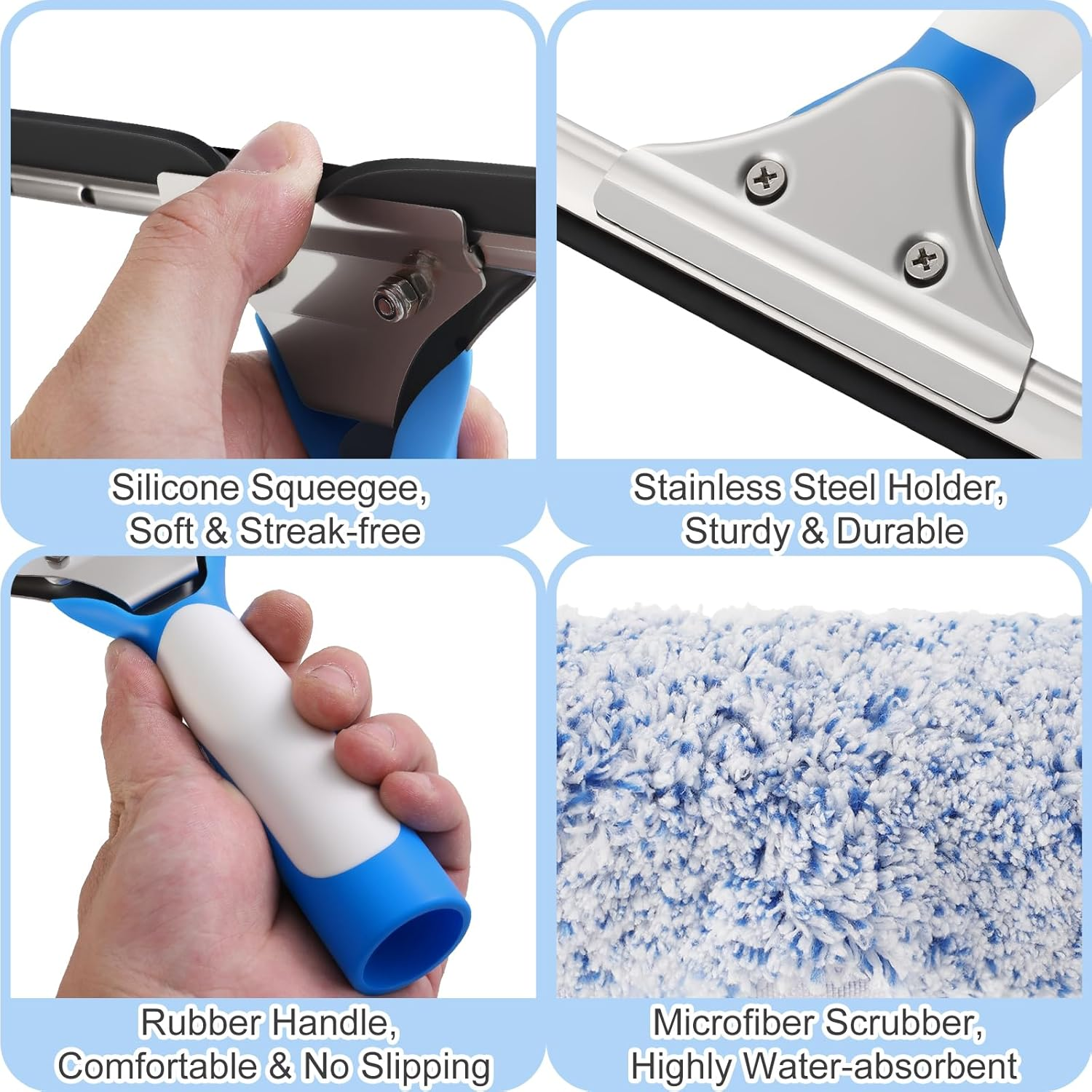 Mitclear Professional Window Cleaning Kit, Include Compact Cleaning Bucket, Silicone Rubber Squeegee, Microfiber Scrubber, Cloth, All-In-One Window Cleaning Supplies, Commercial & Household Use image number 1