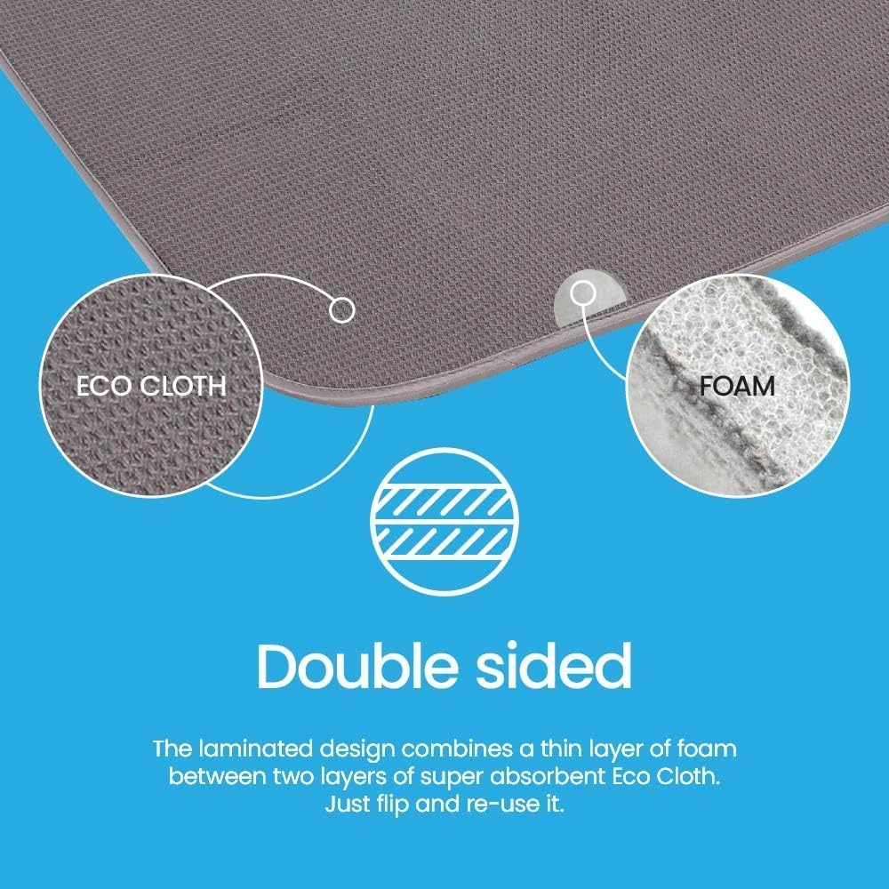 White Magic Dish Drying Mat, Charcoal - Absorbent & Hygienic, Protects Countertops, Quick-Drying Anti-Microbial, Foldable & Easy to Clean, Versatile for Kitchen Essentials, 45X40Cm image number 4