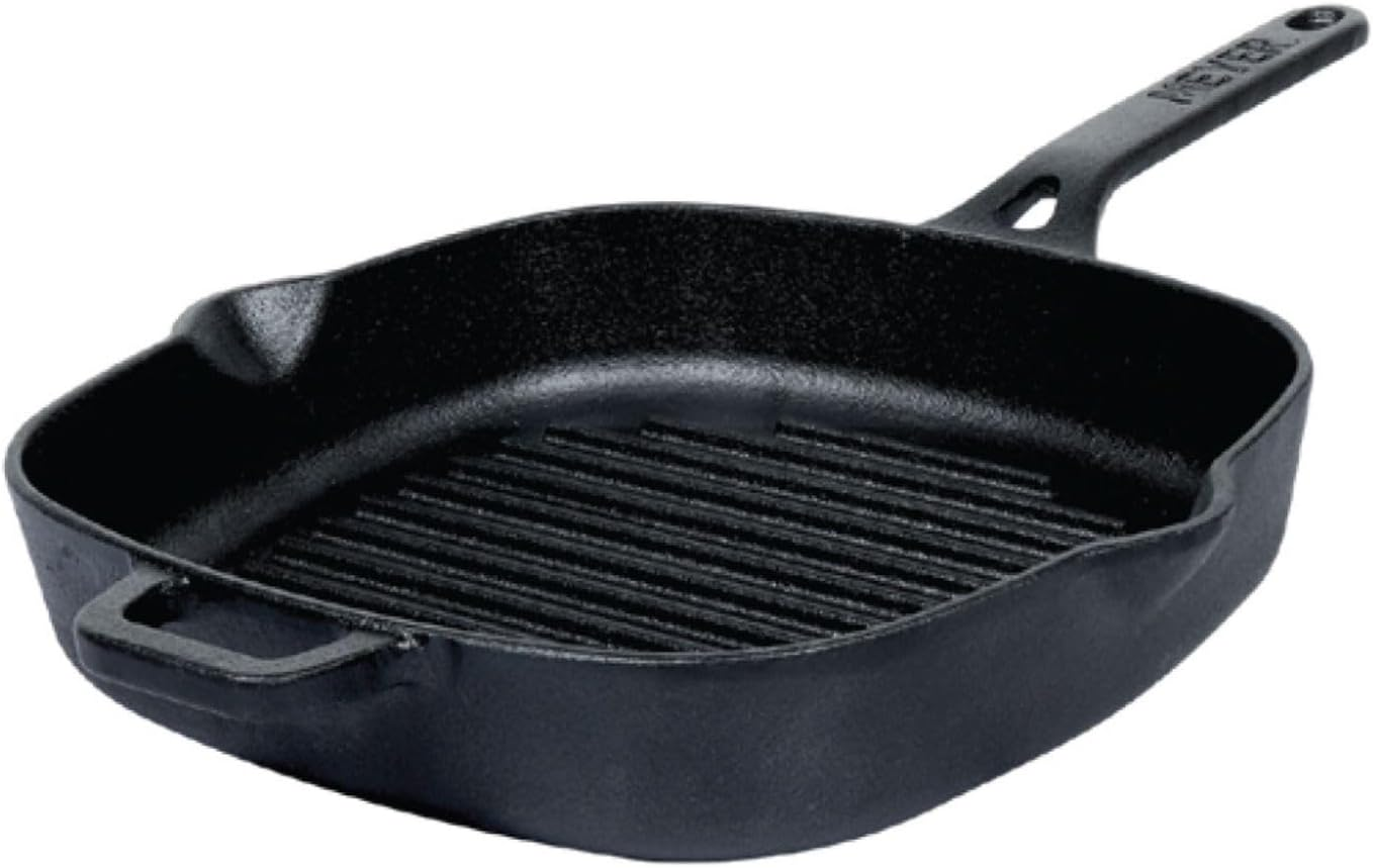 Meyer Pre-Seasoned Cast Iron Cookware 25Cm Grill Pan, Pots and Pans, Induction Compatible, Oven Safe, Black image number 2