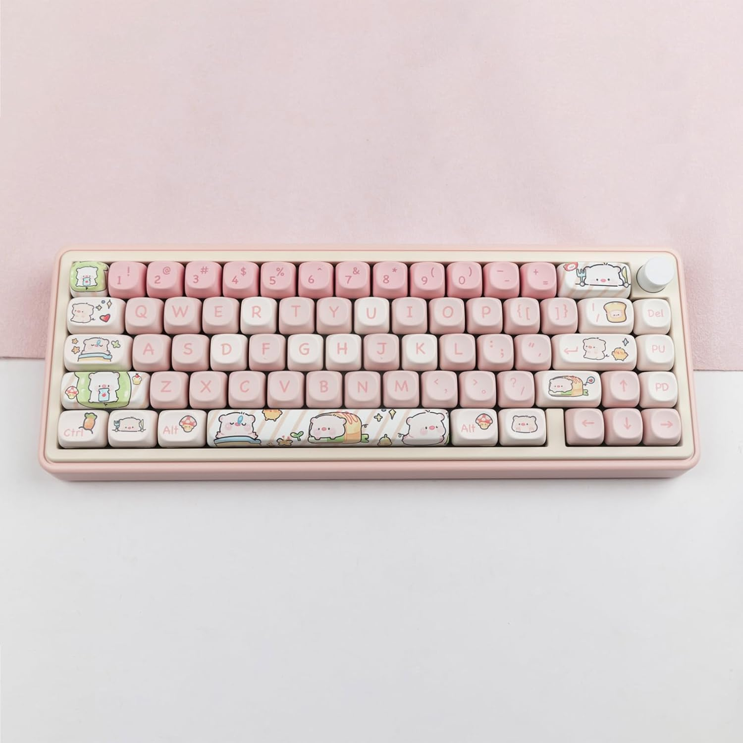 Hyekit PBT Keycaps for Mechanical Keyboard - 145 Keys Pink Pig Keycaps, Dye-Sublimation Cute Keycaps MOA Profile Custom Keycaps for Cherry Gateron MX Switches, for Mac Windows PC Keyboard image number 6