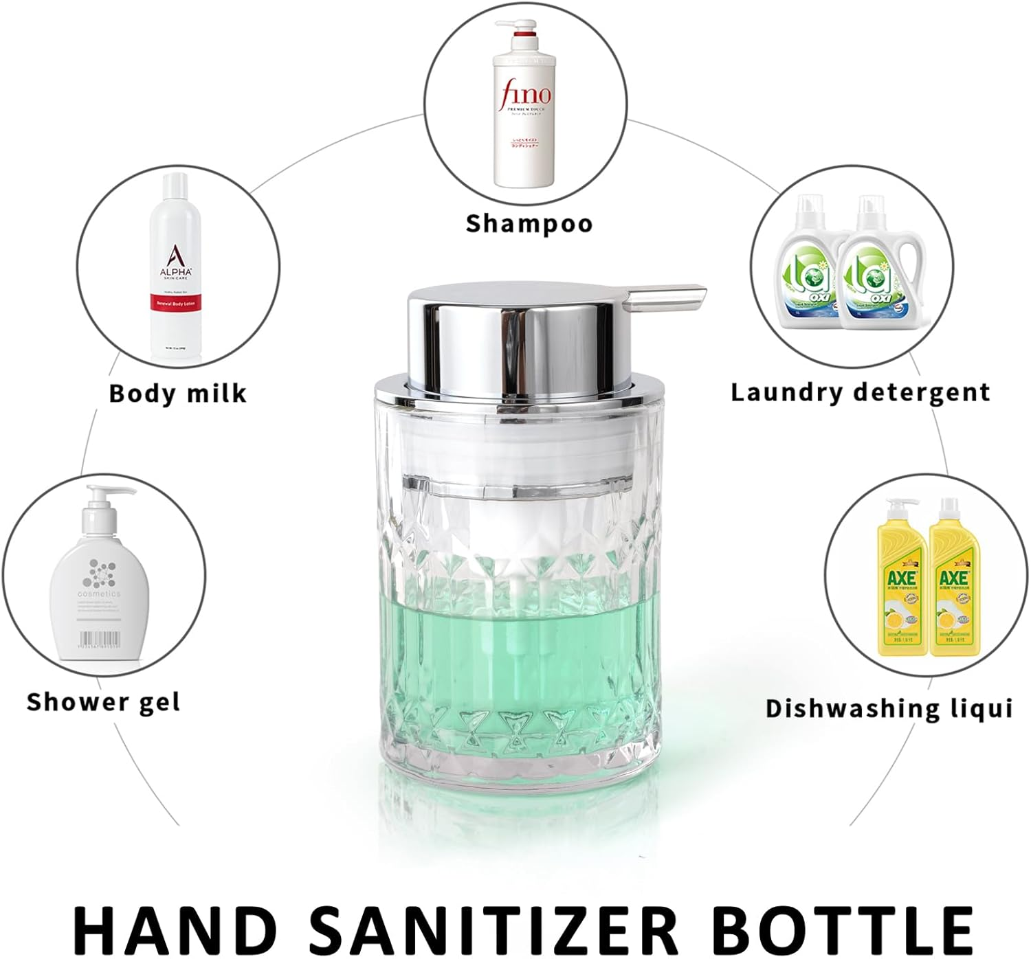 Bathroom Glass Soap Dispenser with Durable Rust-Proof Plastic Foam Pump Hand Lotion Dispenser Antislip Shampoo Kitchen 10Oz - Liquid-001-Gold image number 3
