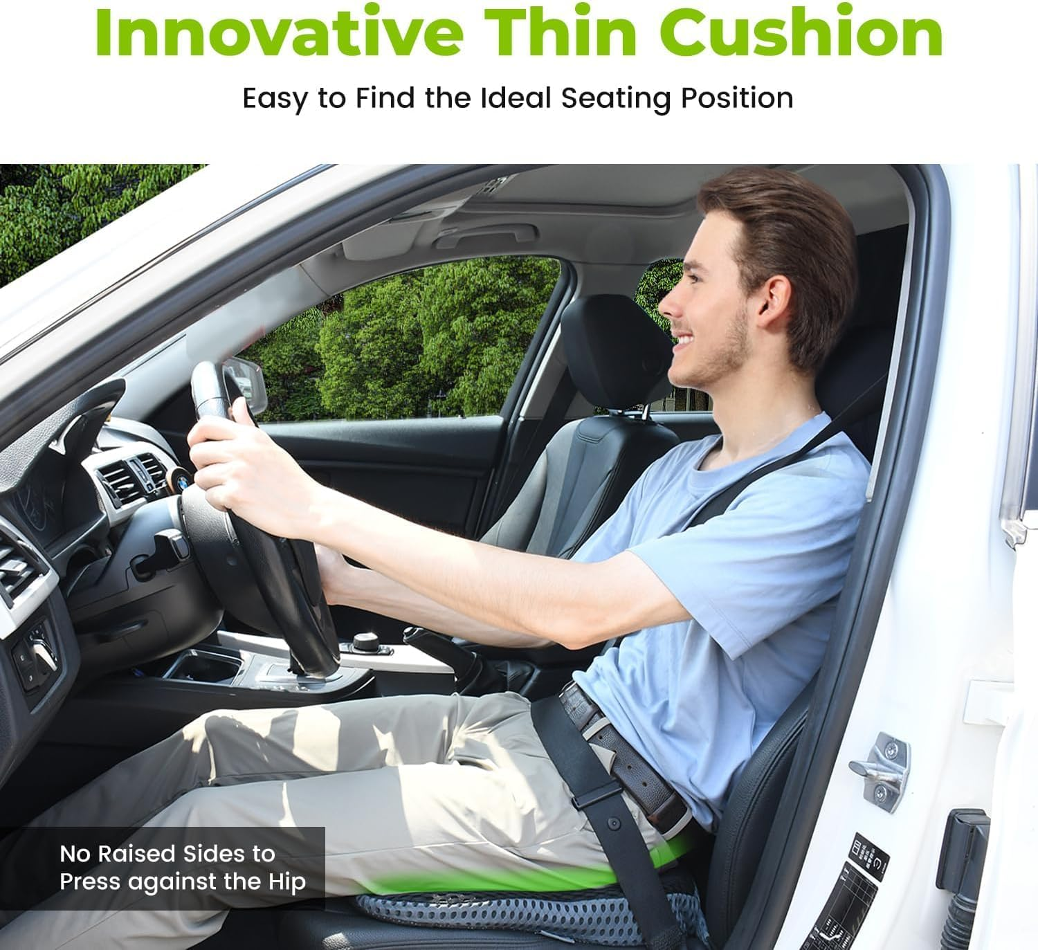 Glaais Soft Dense Memory Foam Car Seat Cushion for Driving - Seat Cushion for Car Seat Driver With, Provides Comfort for Lower Back & HIPS (Passenger Use Too) image number 2