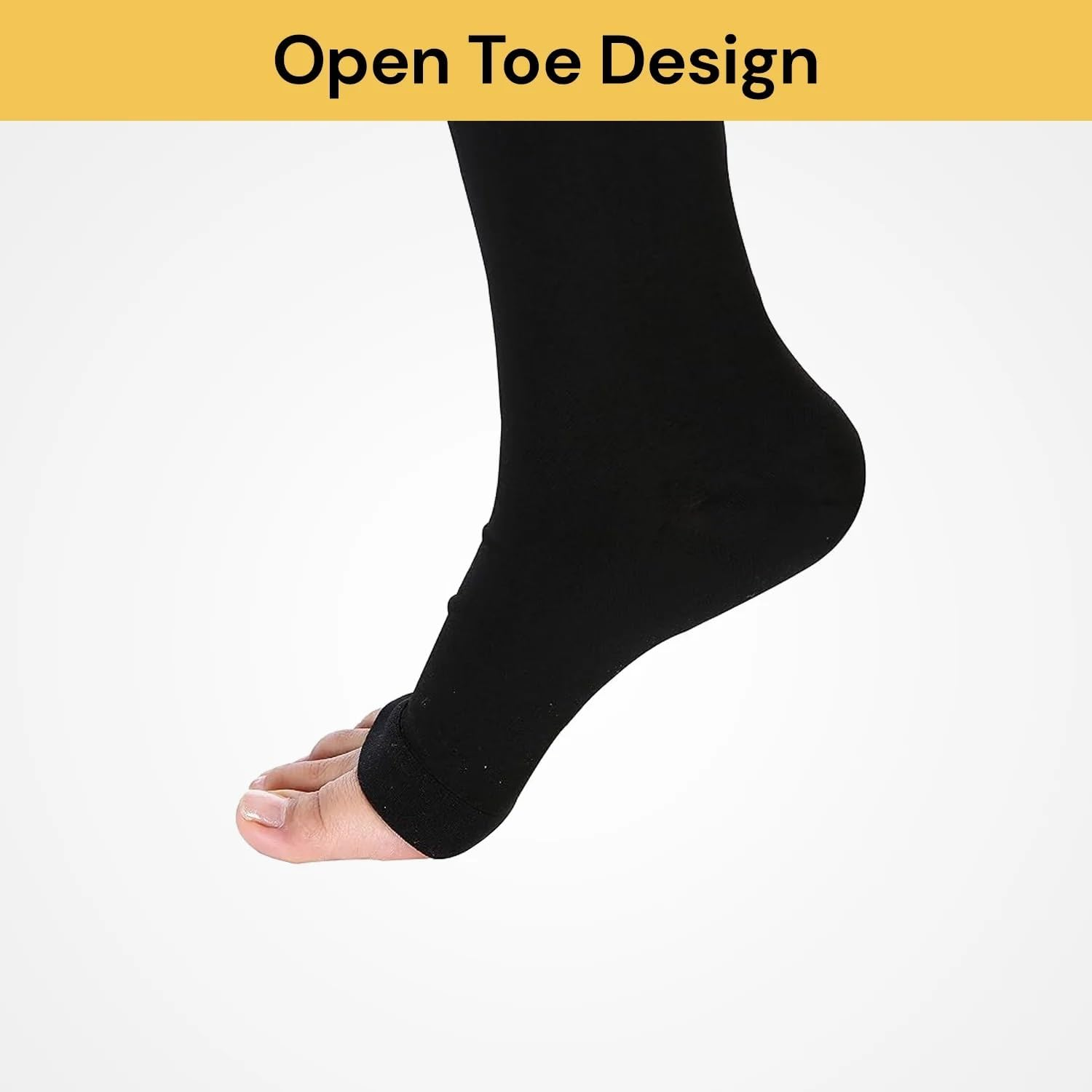 EZONEDEAL Women Men 20-30 Mmhg Support Open Toe Thigh High Compression Stockings,Toe Medical Compression Hold up Stockings image number 3