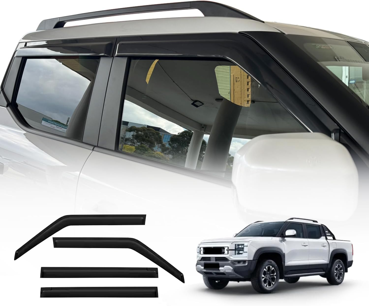 OAD4X4 Weathershields Compatible with BYD Shark 6 2025-Onwards, Weather Shields Window Visors Wind Deflectors Sun Rain Guard 4PCS Set image number 1