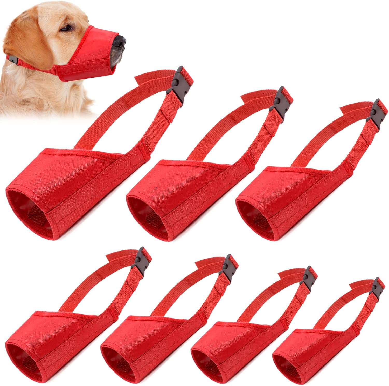 Coppthinktu Dog Muzzle Suit, 7PC for Biting Barking Chewing, Adjustable Mouth Cover for Small Medium Large Dogs, Soft Comfortable for Long Snout