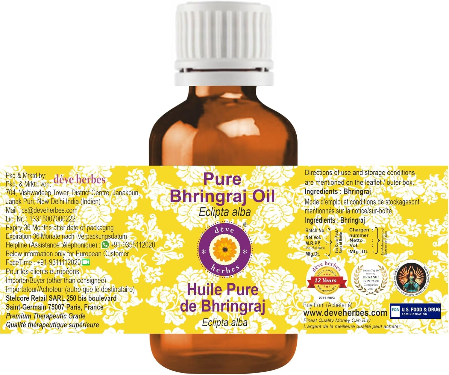 Deve Herbes Pure Bhringraj Oil (Eclipta Alba) 50Ml (1.69 Oz) image number 3