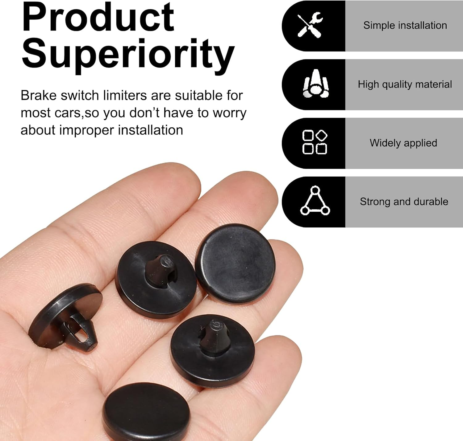 4PCS Brake Pedal Pad & Light Switch Stopper - Universal Replacement for Clutch Pedal & Brake Switch, Compatible with OEM 90541-06036, for Toyota Lexus (Black) image number 3