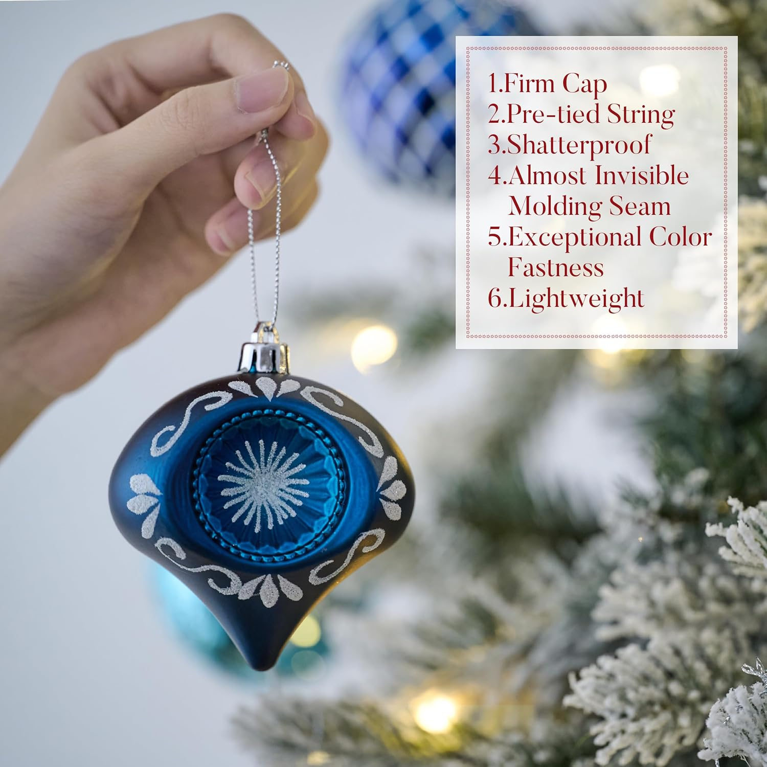 Valery Madelyn Christmas Tree Ornaments, 70Ct Navy Blue and Silver Shatterproof Christmas Balls Decoration Set, Winter Wonderland Hanging Tree Ornament Bulk for Xmas Holiday Party Decor image number 4