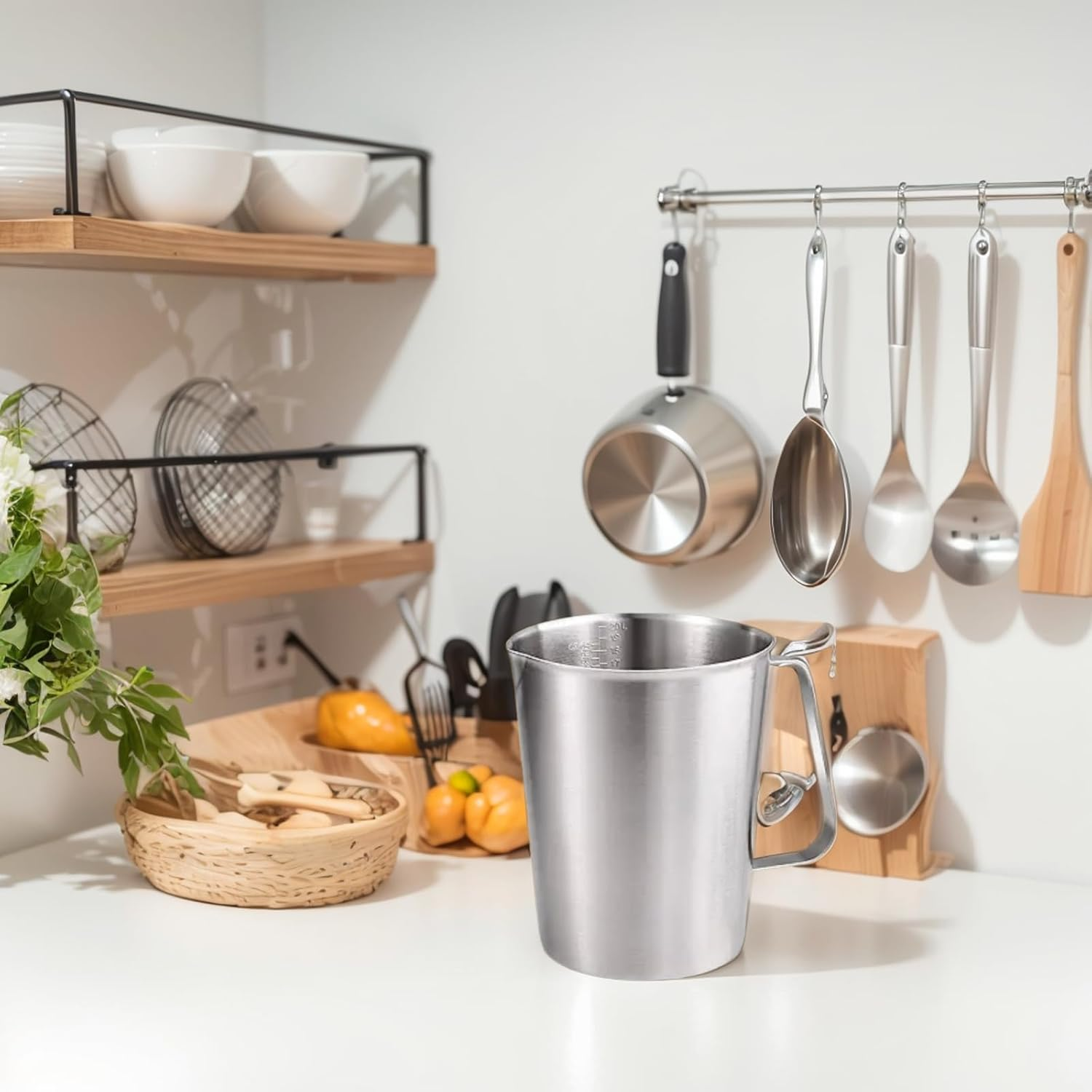 KSENDALO 16Oz/2Cup SUS304 Stainless Steel Measuring Cup - Precision Engraved Markings for Liquid, Coffee, Milk & Espresso - 500Ml Kitchen Mixing Pitcher, Canister & Container for Baking & Frothing image number 6