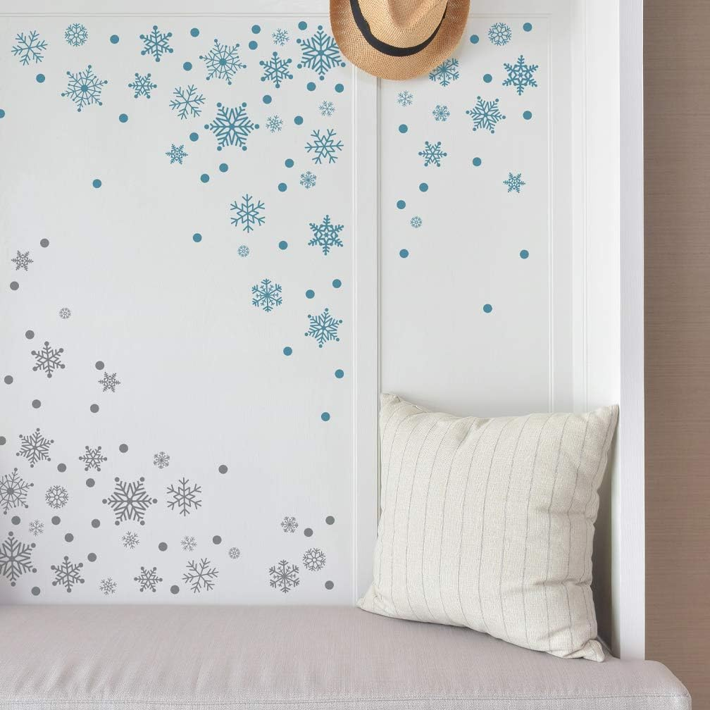 Paper Riot Co. Peel-And-Stick Assorted Snowflake Frozen Theme Holiday Vinyl Wall Decal Set, 186 Count image number 6