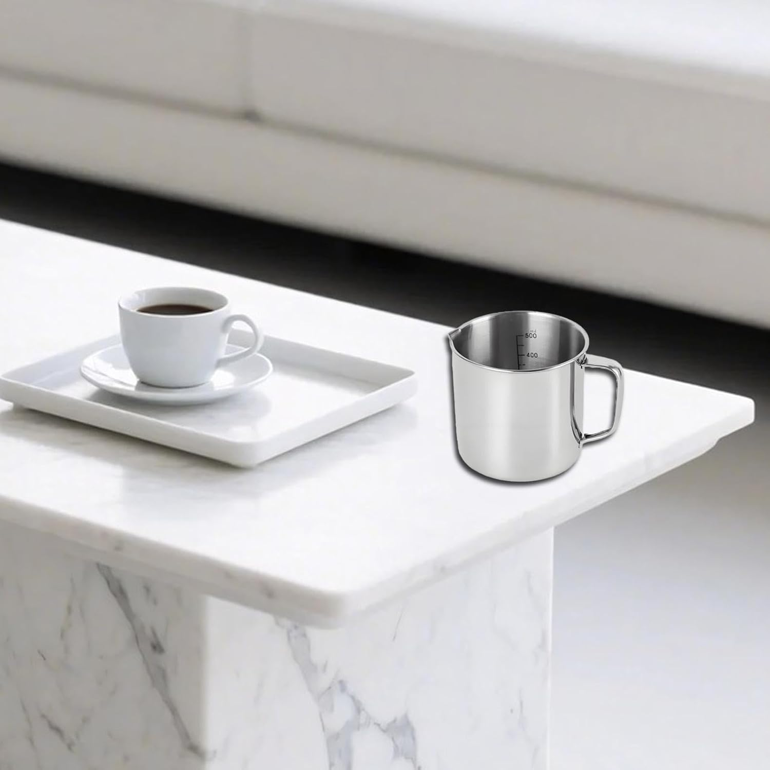 Dickly Stainless Steel Measuring Cup Espresso Steaming Pitcher Coffee Milk Frother Cup for Kitchen image number 1