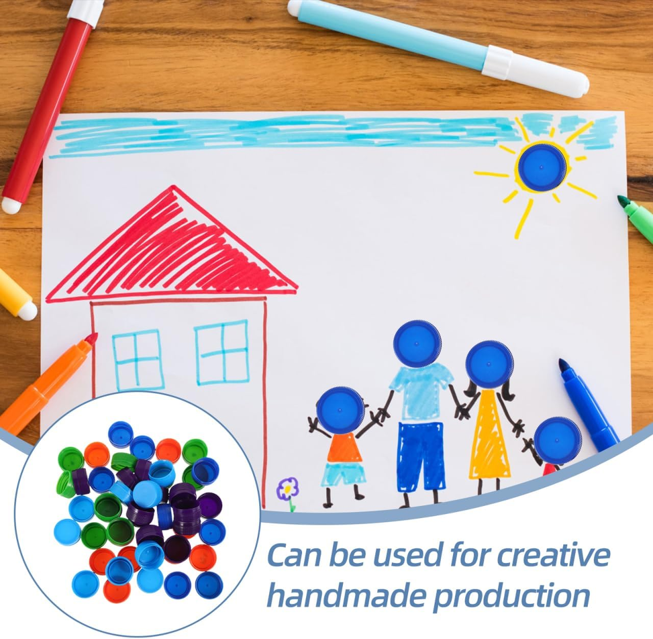 Sewroro 50Pcs Plastic Bottle Caps, Mixed Color Bottle Caps Plastic Colorful Bottle Lids Caps for DIY Craft