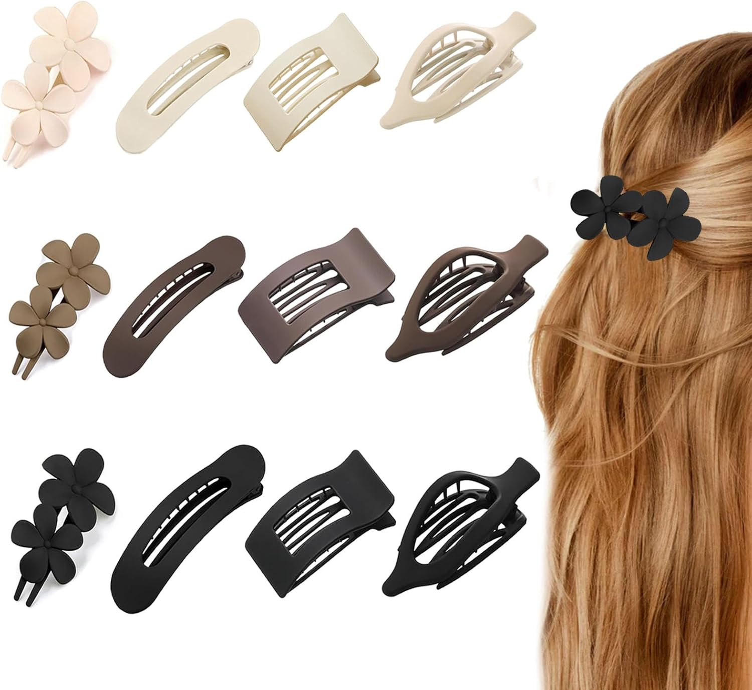 FOLAI 12 Pcs Hair Clips Set Hair Clips Strong Hold for Daily Use Office image number 2
