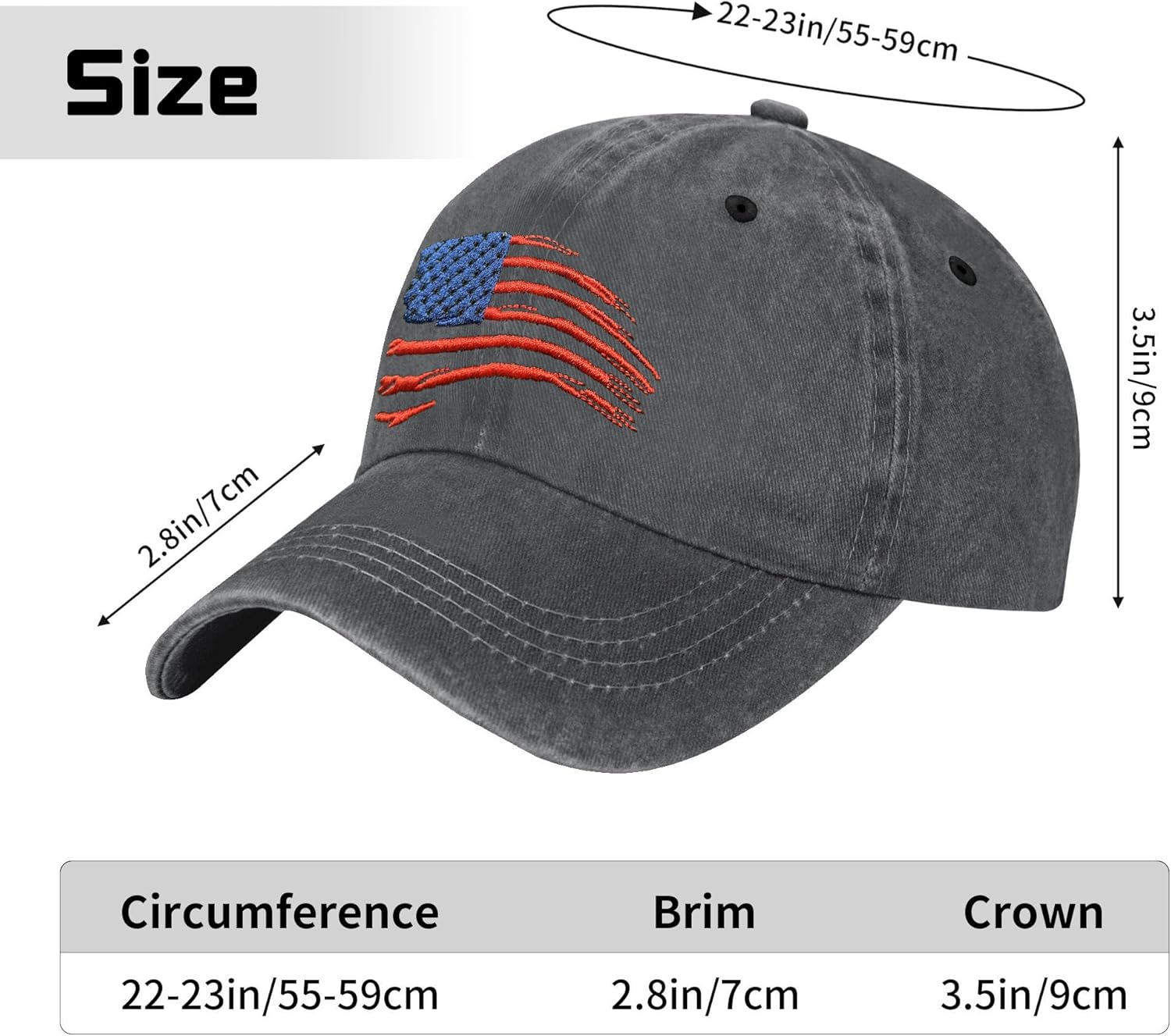 Unisex Vintage Washed Distressed Embroidered Baseball Cap Adjustable Low Profile Dad Hat for Men Women - American Flag image number 6