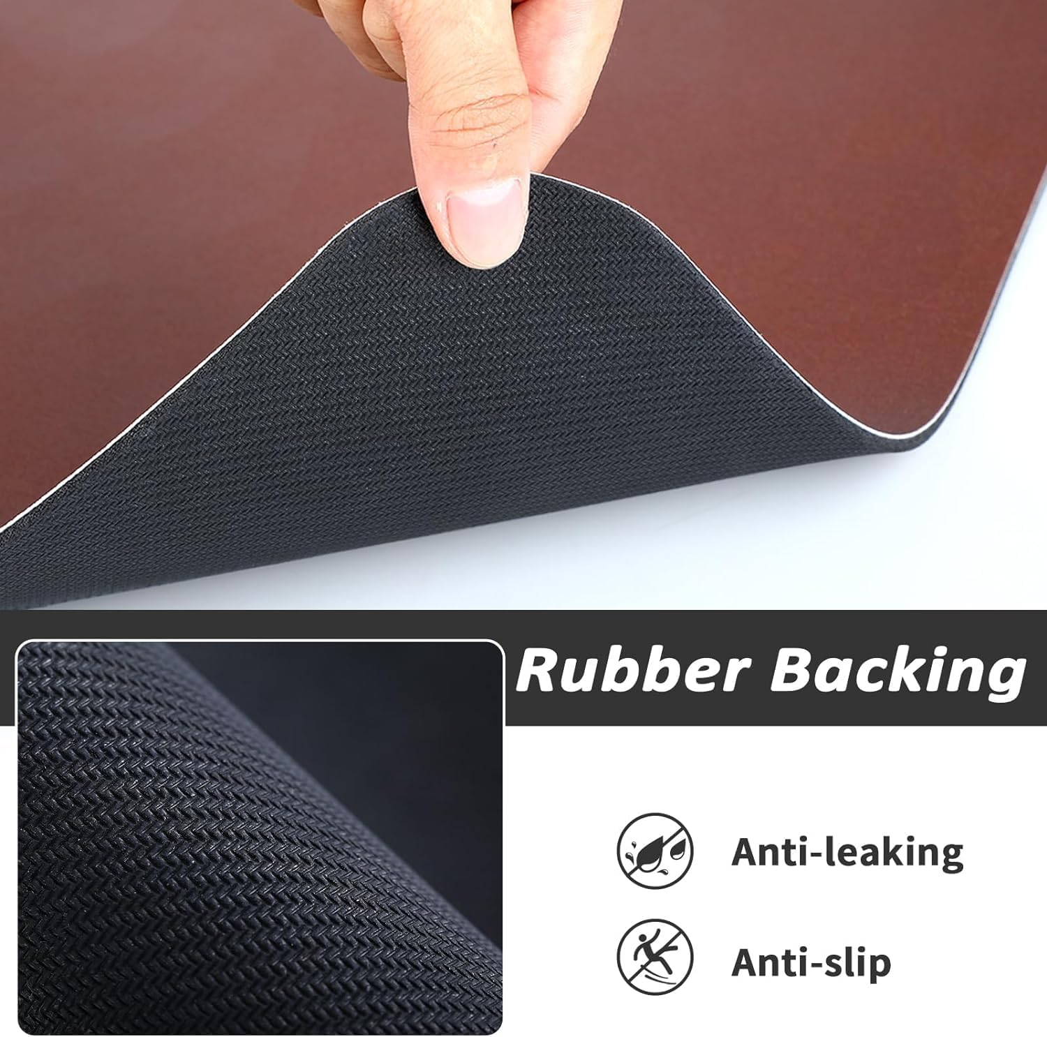 Pet Feeding Mat - Absorbent for Food and Water Bowl - No Stains Quick Dry Dog Accessories - Pet Supplies Brown 16''X24'' image number 2