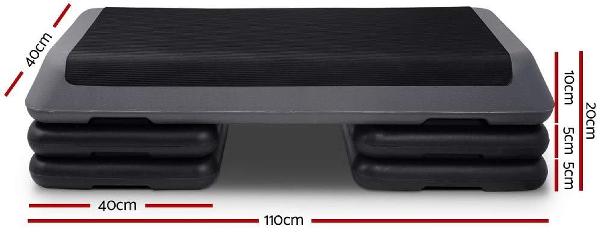 Everfit Aerobic Step, 110Cm Length Exercise Stepper Platform Steps Fitness Machines Mini Steppers Home Gym Workout Cardio Training under Desk Equipment, Adjustable 3 Level Anti-Slip Black image number 5