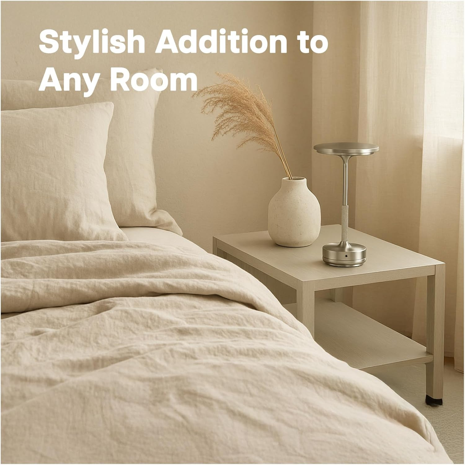 MMOBIEL Wireless LED Table Lamp, Rechargeable round Metal Lamp with Touch Control, Continuous 3-Colour Dimming, USB-C, 1800 Mah Battery for Bedroom, Restaurant, Indoor & Outdoor - Silver image number 6