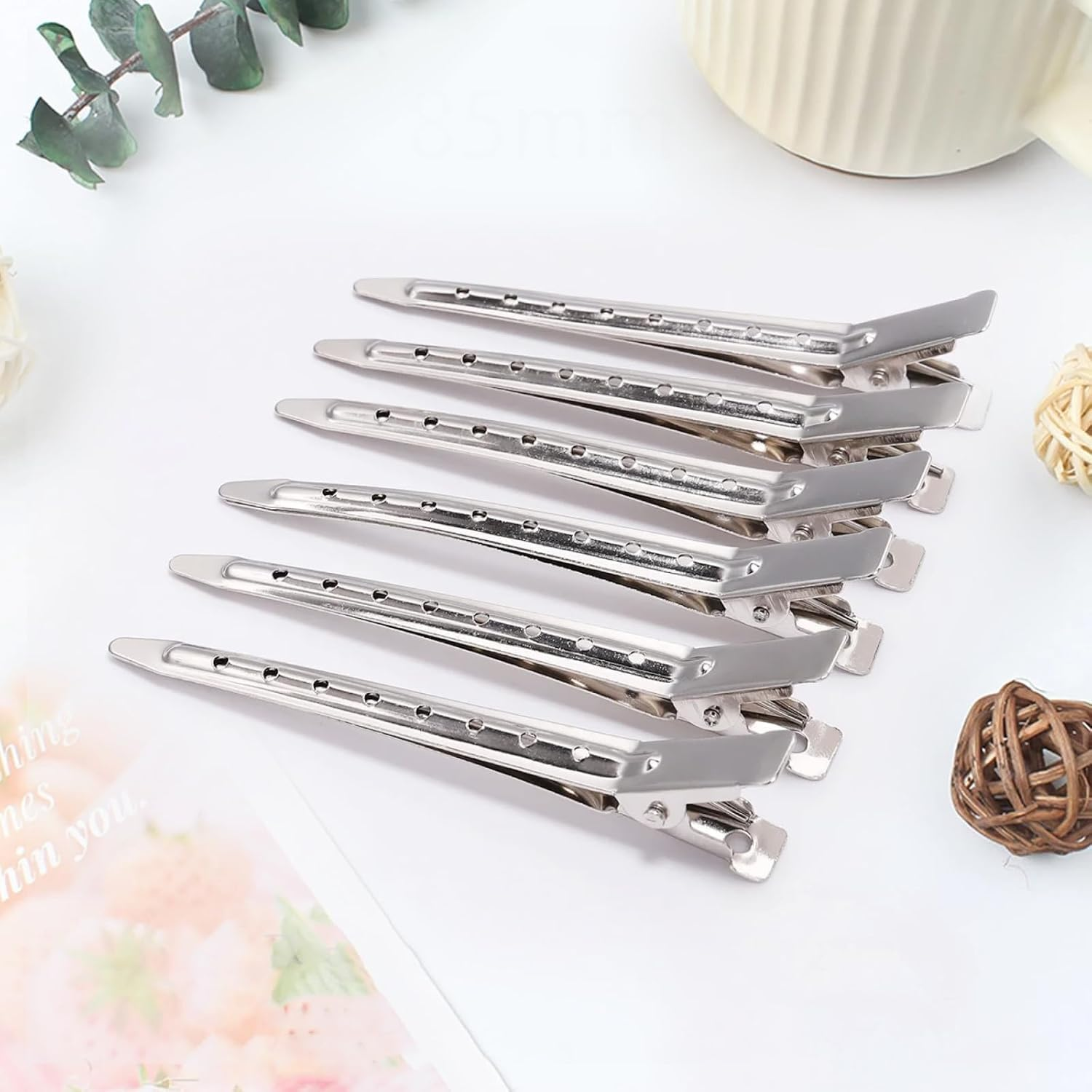 36Pcs Duck Billed Hair Clips for Styling Sectioning, Metal Hair Clips for Women Long Hair, Metal Alligator Curl Clips for Hair Roller Salon(Silver) image number 2