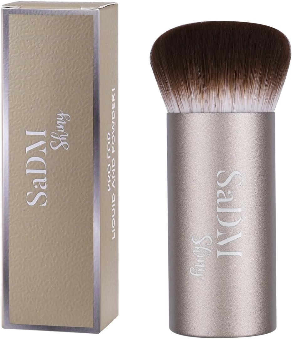 Kabuki Makeup Brush - Blender Brush for Powder, Cream, Liquid Foundation, Sunscreen, Blush Blending & Bronzer - Professional Make up Brush - Full Face Makeup Brush - Vegan & Cruelty Free