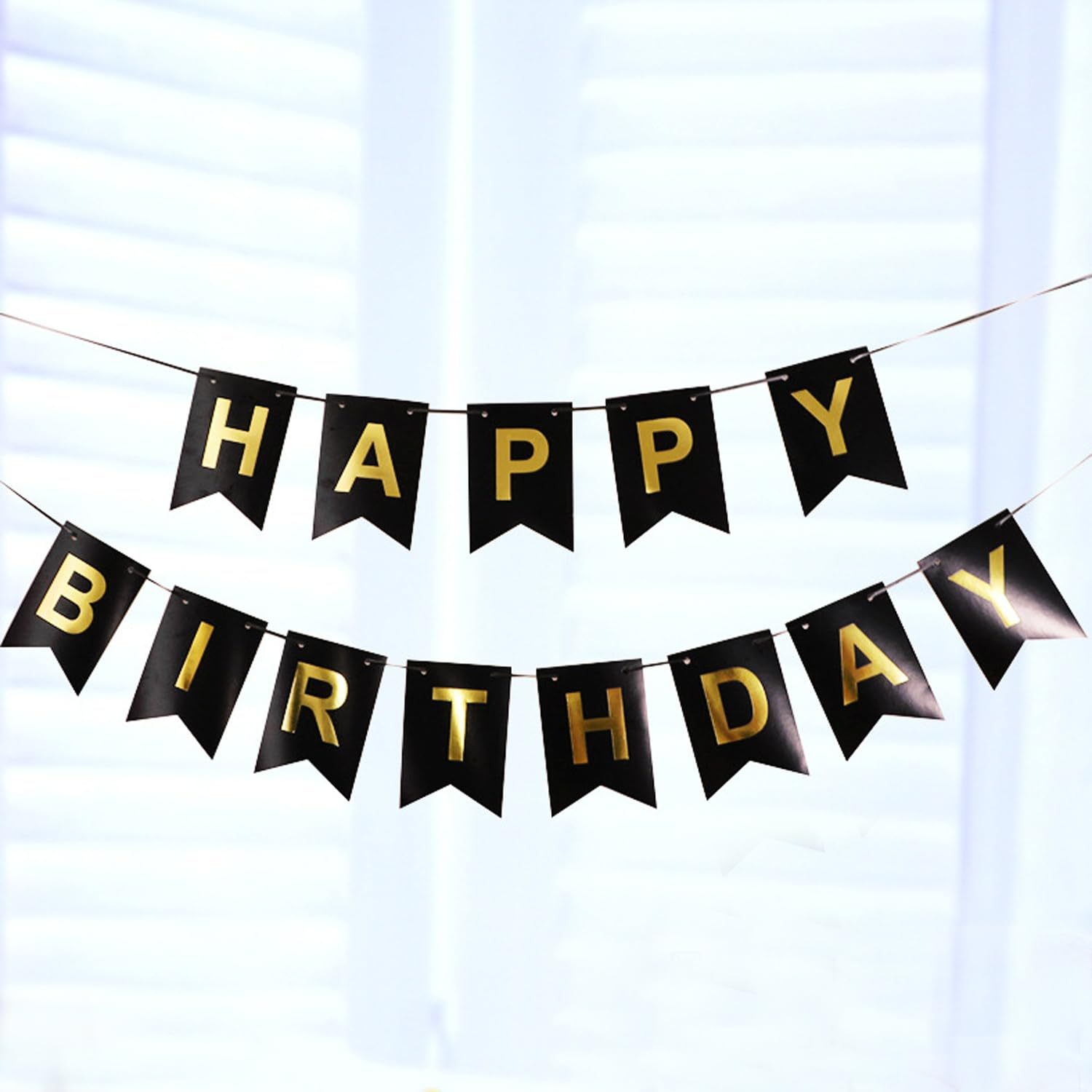 Haobase Happy Birthday Banner Birthday Garland Party Decorations 16Cm&times;20Cm (Black) image number 1