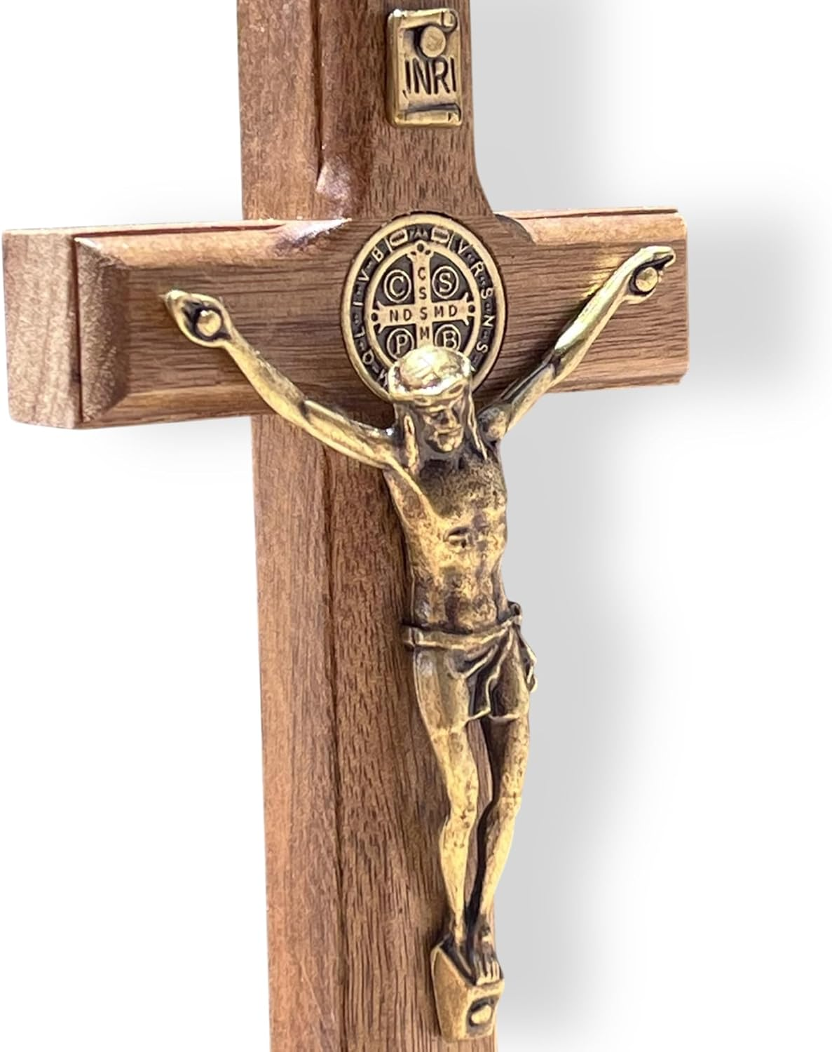 Joseph'S Workshop Small Light Wood Crucifix with Antique Gold Corpus &ndash; 4.75" Standing Table Cross with Base for Prayer, Home, or Travel image number 1