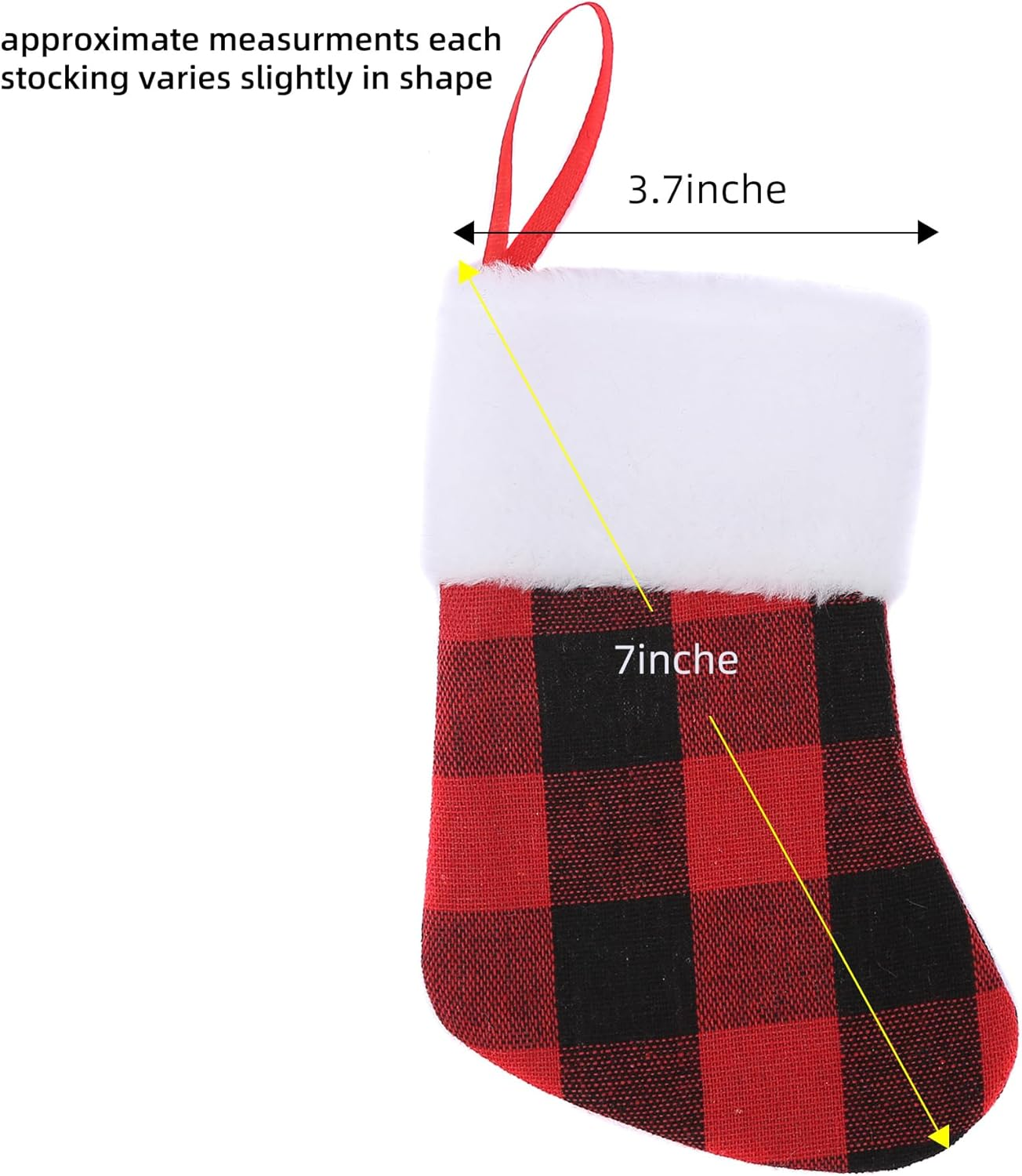 Mini Christmas Stockings 7 Inch 24Pcs, Buffalo Plaid Christmas Stockings, Christmas Hamging Ornaments image number 3