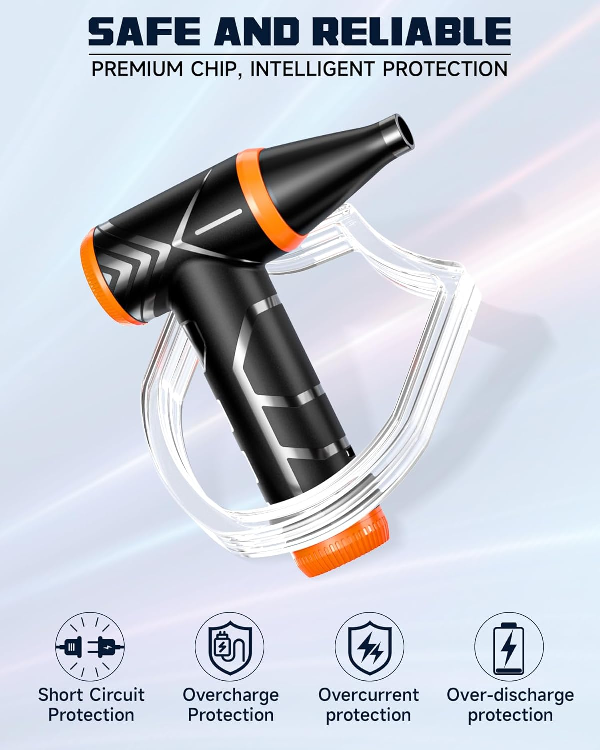 Compressed Air Duster, 150000RPM Stepless Speed Tiny Electric Cleaner for Keyboard, PC Deep Cleaning, Replace Compressed Air Can-No Canned Air Duster, Rechargeable Air Blower - Vibrant Orange image number 6