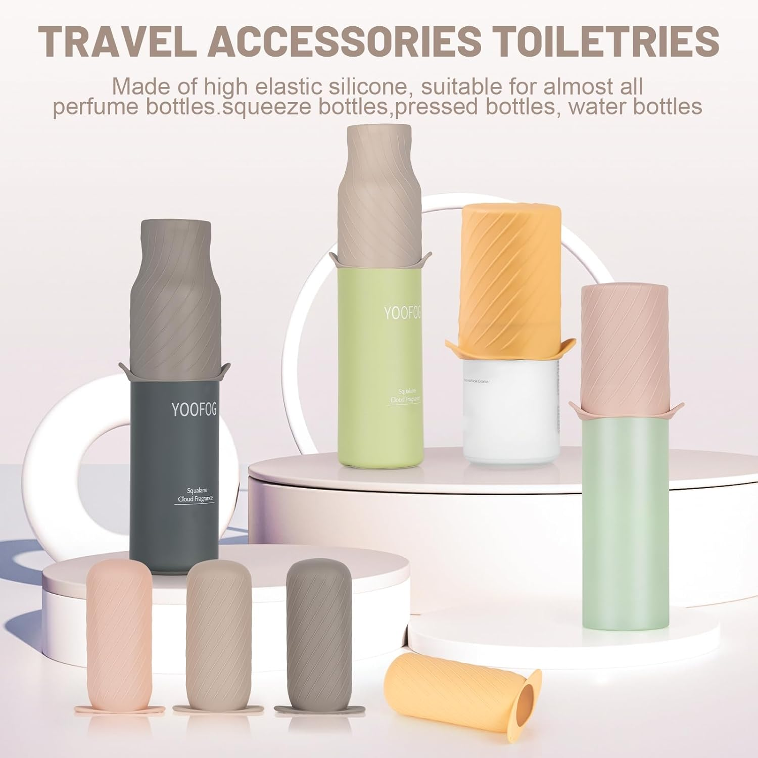 Mrsdry Bottle Covers for Travel, Leak Proofing, Travel Size Container Silicone Toiletry Sleeves, Leak Locks Travel Accessories for Shampoo Wash Body Bottles and Other Beauty and Personal Care(8Pcs) image number 6