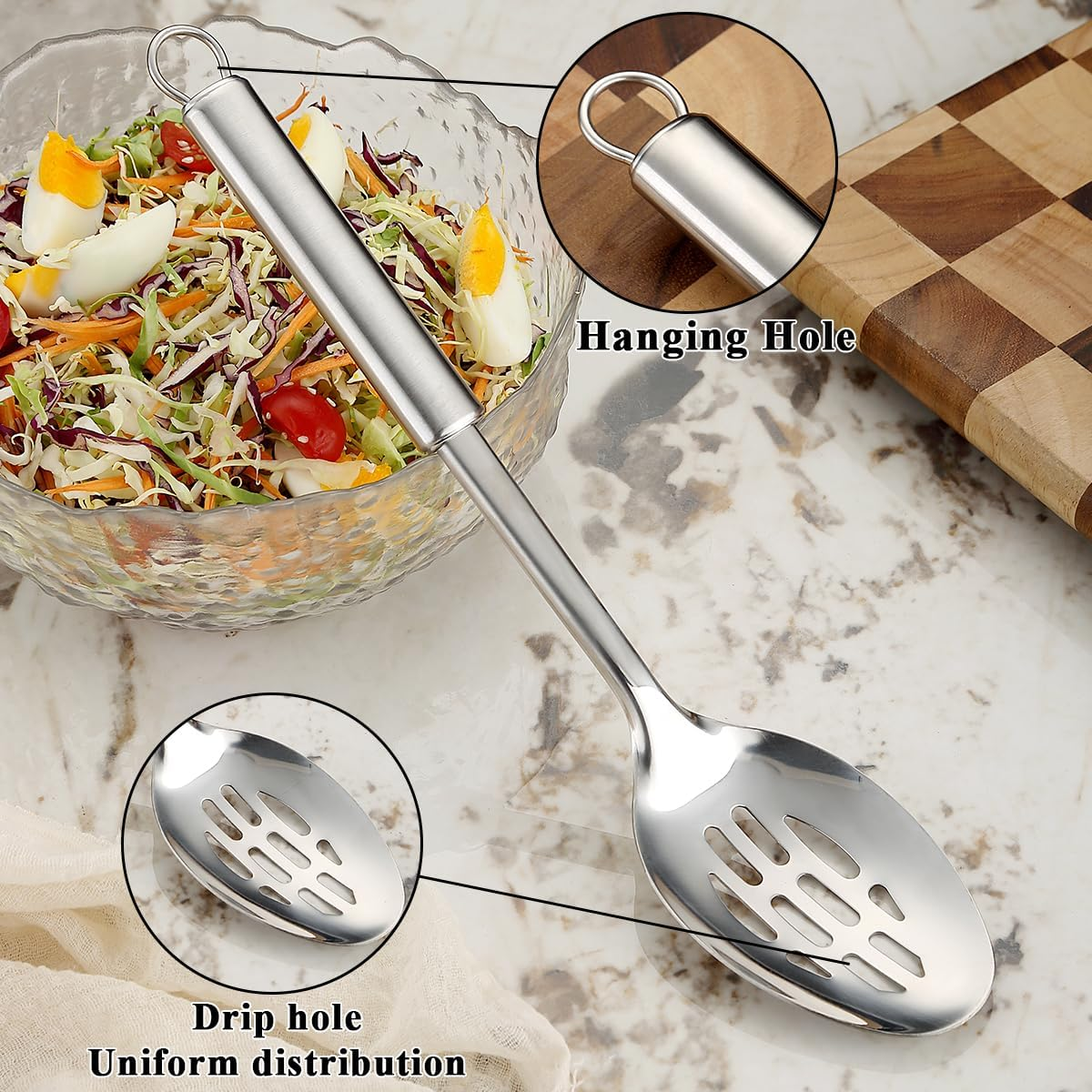 Cooking Spoons Set, Reanea Stainless Steel Kitchen Solid Slotted Spoon, Cooking Utensils Set, Mixing, Serving, Stiring Large Spoons, Gifts for Home, Restaurant image number 5