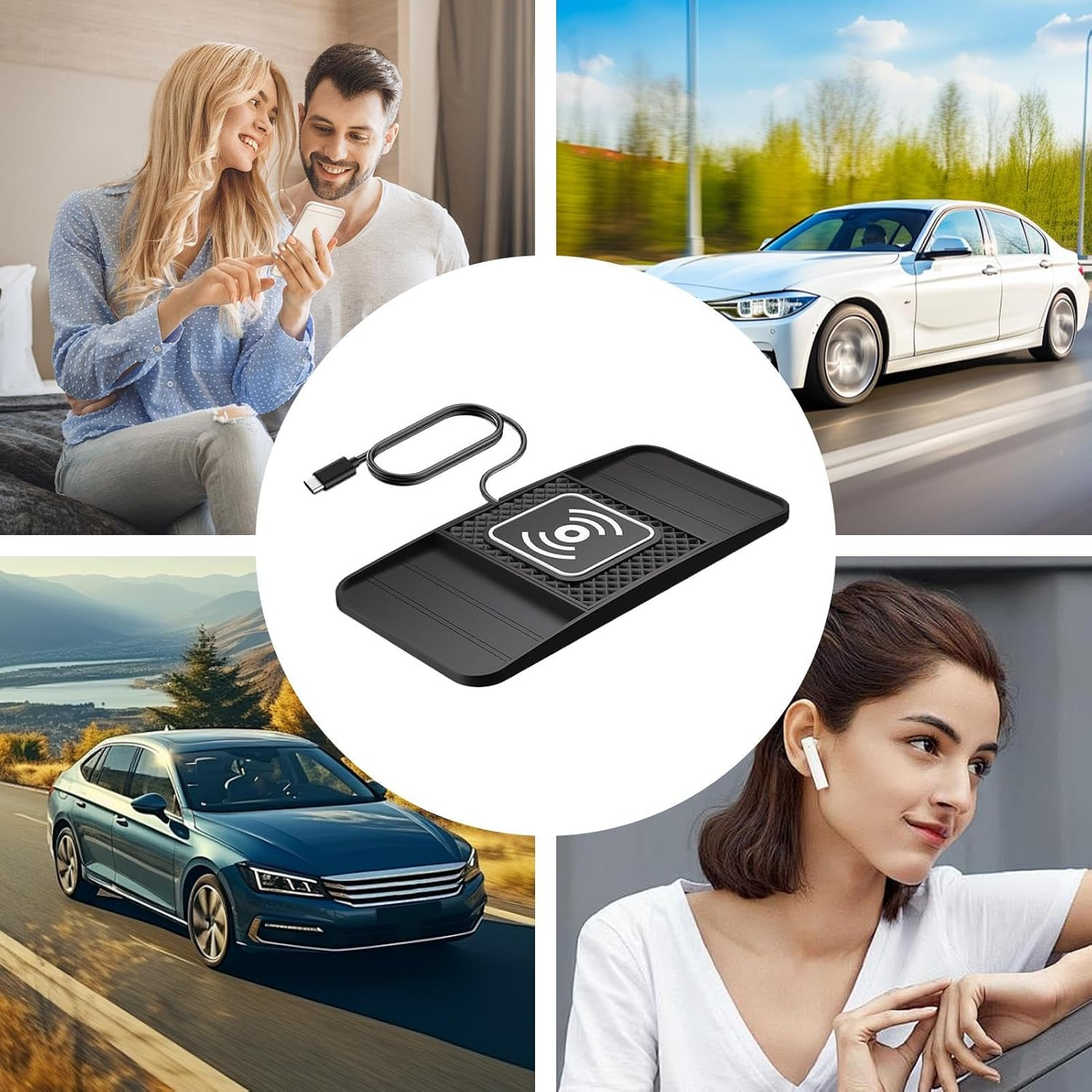 Wireless Charger Pad for Car,Vehicle Mobile Phone Charger - Fast Charging Device Vehicle Accessories for Phones Tablets Earphones Sedans Suvs Trucks Rvs Drivers - Usb Port image number 3