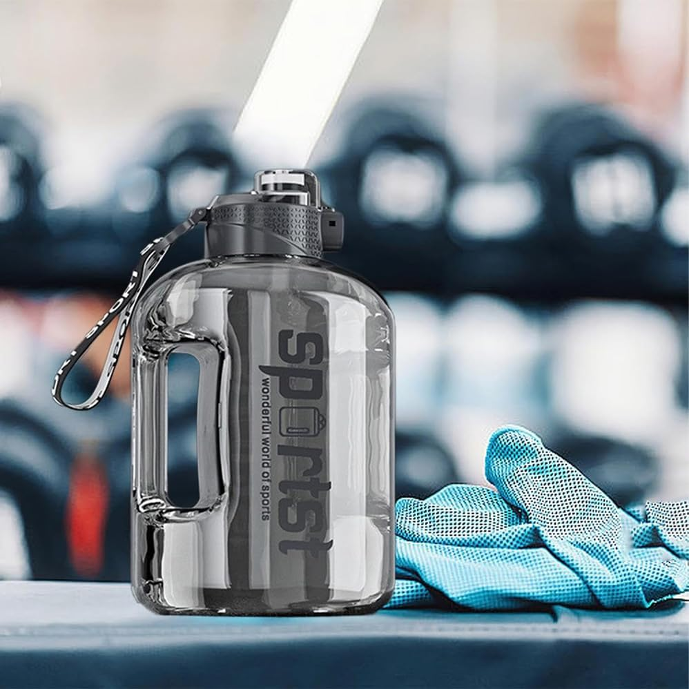 Betterlifewj 1.7L Water Bottle, Two Large Capacity Water Bottles, Gray Water Bottle with Straw, Perfect for Sports, Fitness, Travel