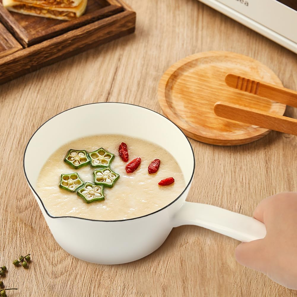 1.2L Enamel Milk Pan, Nonstick Saucepan with Pour Spouts, Butter Warmer, Melting Milk Boiling Porridge Soup Saucepan,Butter Warmer, Gas Stove Enamel Milks Pot with Handle for Home Kitchen image number 5