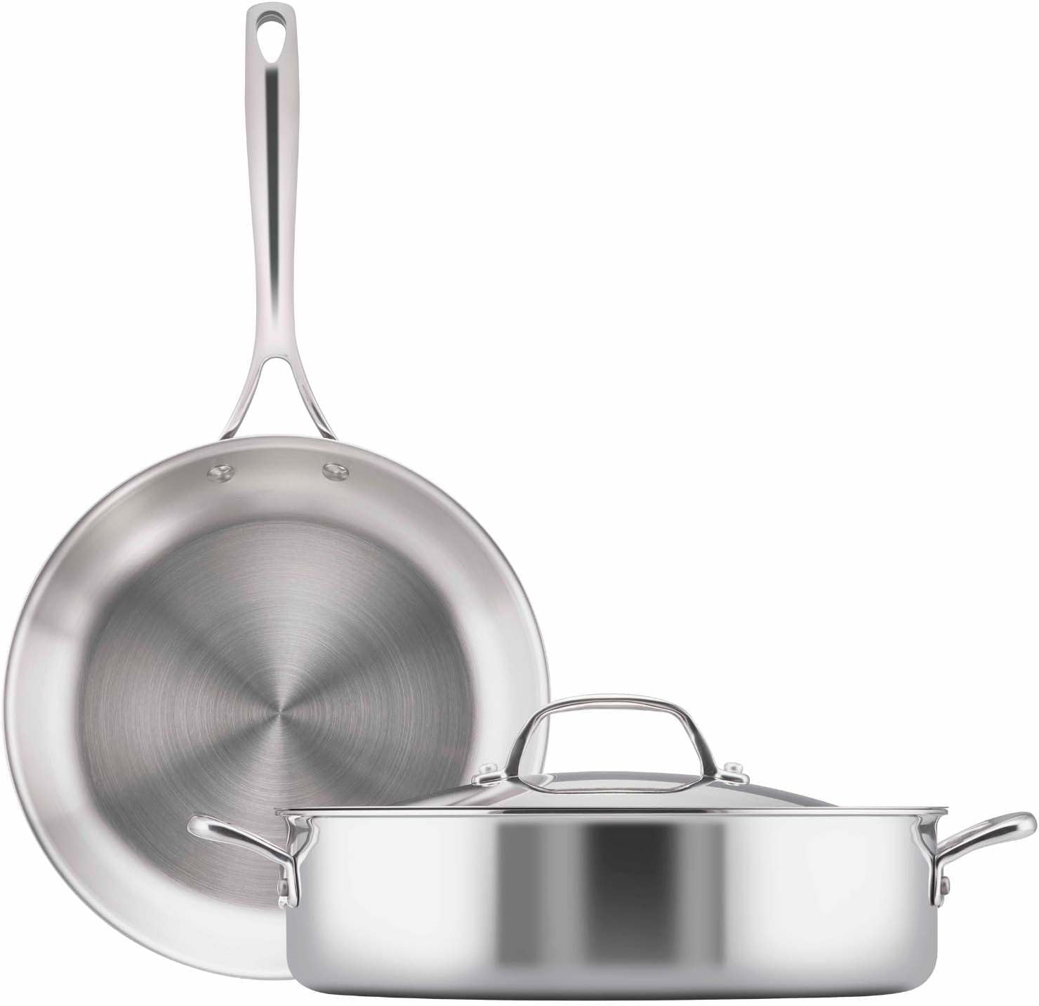 Essteele Eternita 2 Piece Clad Stainless Steel Induction Cookware Set - Sauteuse & Skillet - Dishwasher Safe, Oven Safe, Made in Italy, Premium Stainless Steel Cookware image number 6