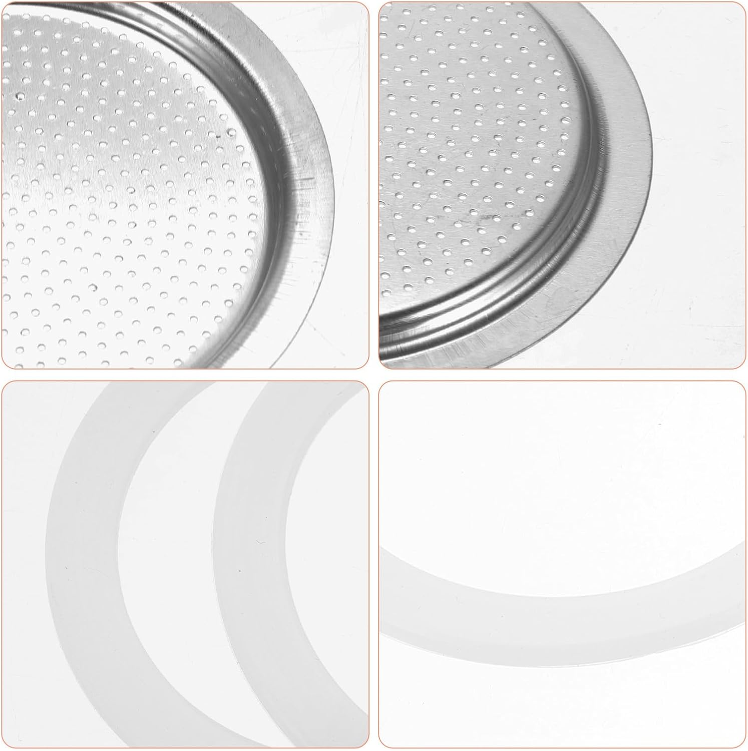 JEWEDECO Silicone Gasket Seal Coffee Pot Parts Replacement for Cup Stainless Steel Filter Espresso Maker Food-Grade Silicone and Stainless Steel Easy to Install and Wear-Resistant