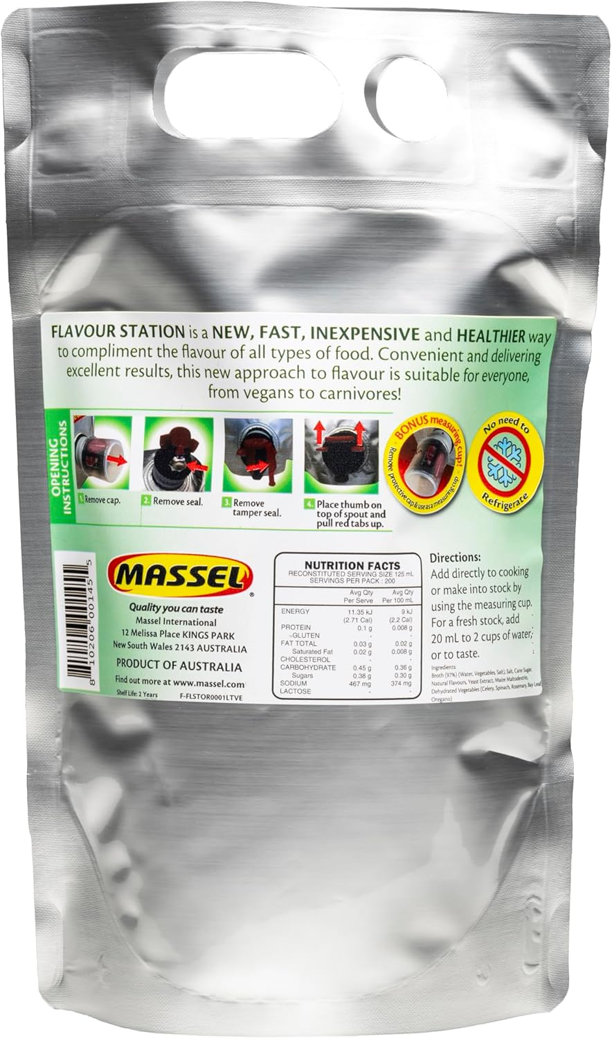 Massel Flavour Station Liquid Stock Reduction Vegetable Style | 2 X 1Kg Bulk Pack | Liquid Vegetable Concentrate | Plant Based, Low FODMAP, Gluten Free, Dairy Free, Trans Fat Free, No Added MSG, Vegan Friendly image number 2