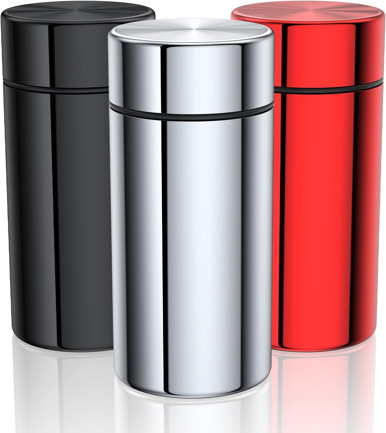 Portable Aluminum Storage Jar 3-Pack, Airtight Smell Proof Metal Waterproof Small Bottle for Coffee, Teas, Herb Spices - Multipurpose Container with Screw-Top Lid Lock Odor