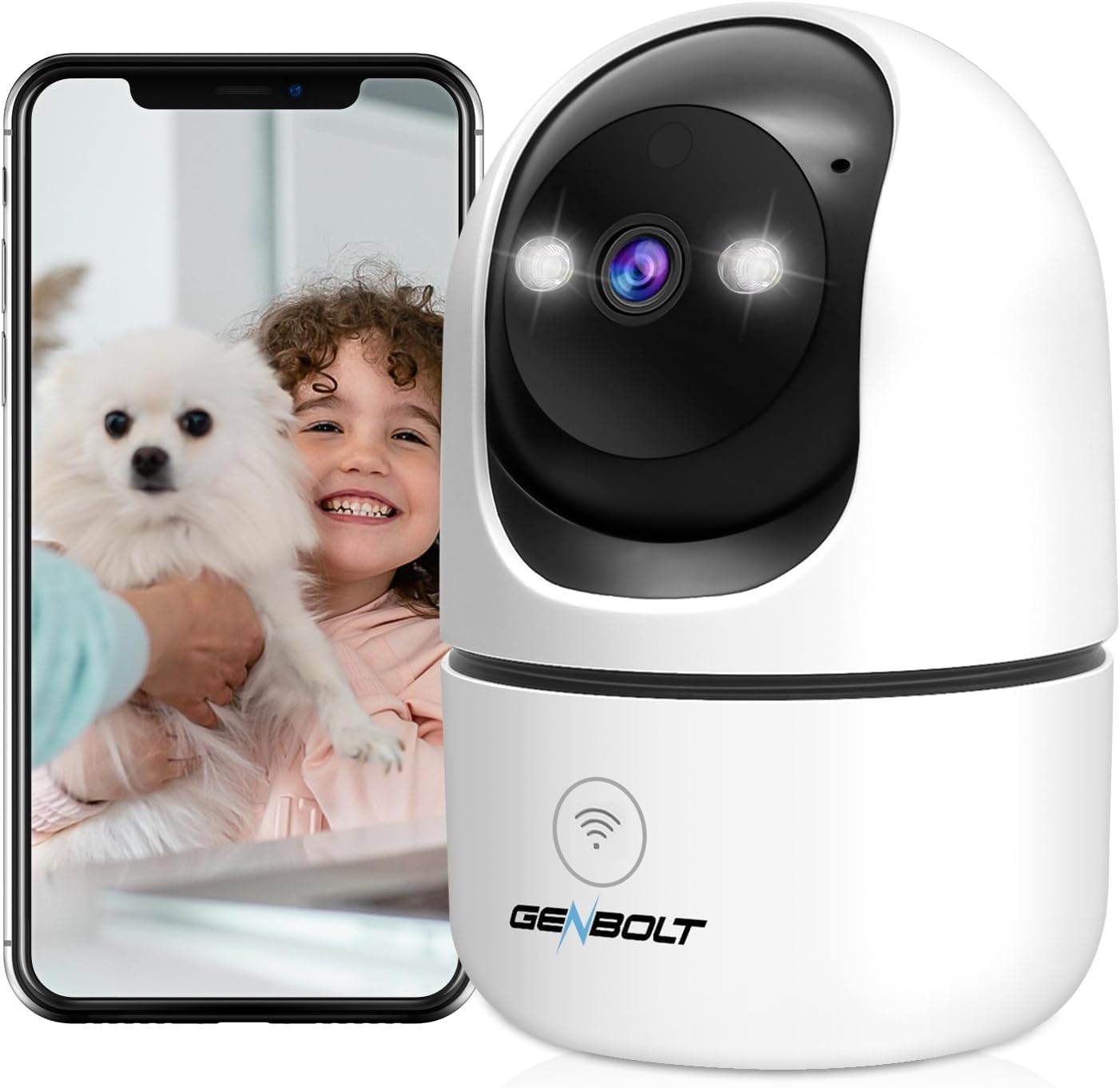 GENBOLT 2K Pet Camera, Wifi Security Camera Indoor,Home Surveillance IP Camera CCTV with Humanoid Detection, Auto Cruise Dog Cam with Audio Alarm image number 4