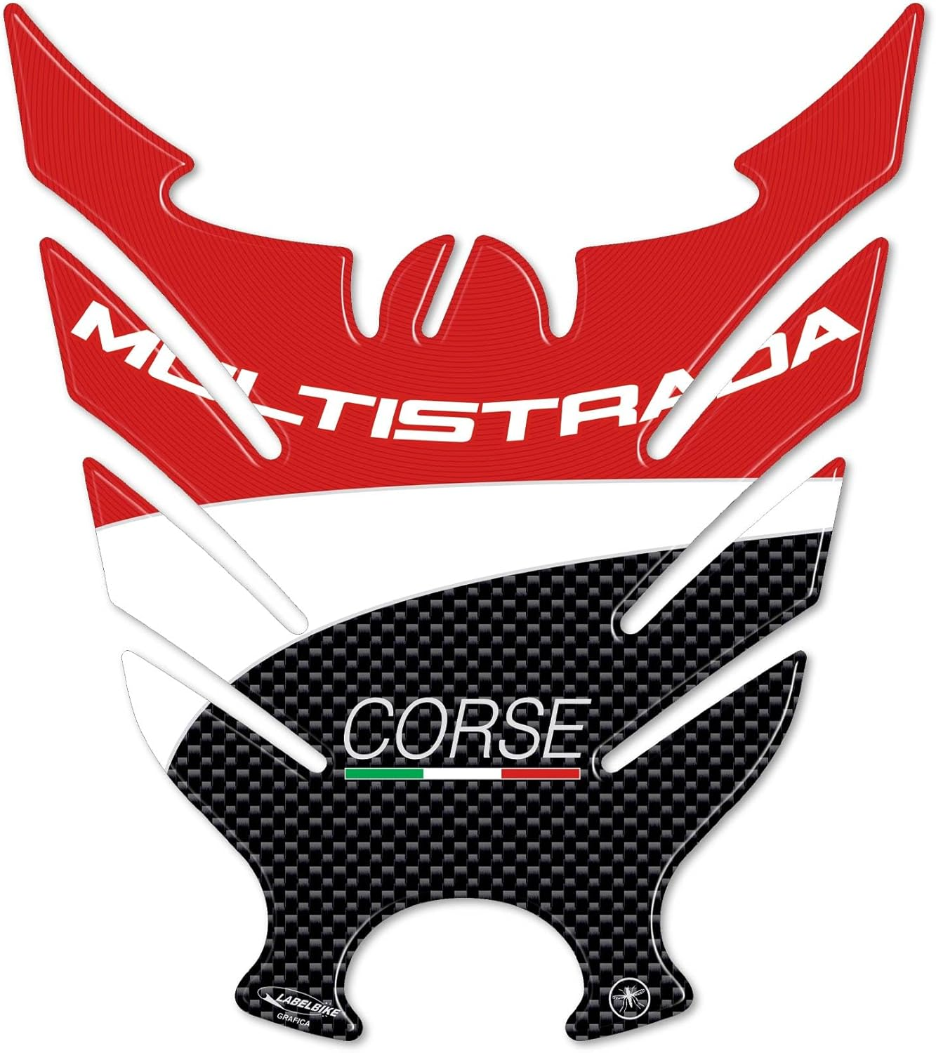 Labelbike - Sticker 3D Motorcycle Tank Pad Protection and Decoration in Resin Compatible with Ducati Multistrada 1200 2010-2014 - Color Red White Carbon image number 2