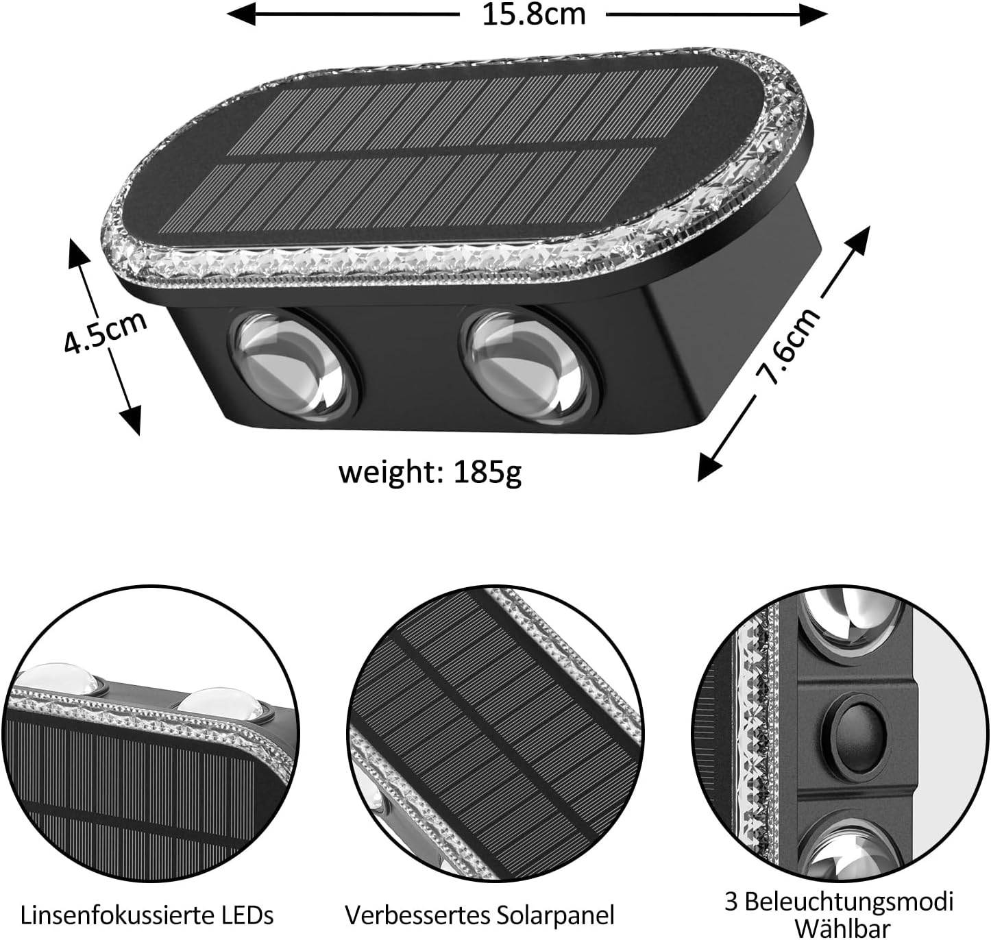 Solar Wall Light Outdoor Set of 6 Solar Wall Lights Outdoor up down 3000 K / 4000 K / 6000 K Fence Lighting Solar IP65 Waterproof for Garden Garage Patio image number 1