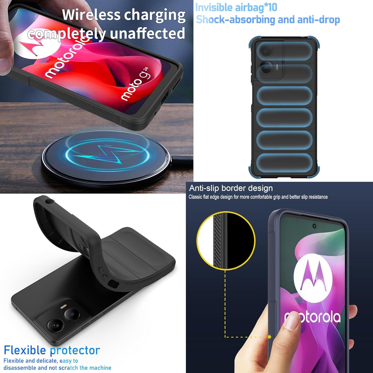 ESHUYI&reg; Liquid Silicone Case for Motorola Moto G24/Moto E14/G04/G04S with Antibacterial Protection and Scratch-Resistant Soft Microfibre Lining, All-Round Protection Shockproof Mobile Phone Case image number 6