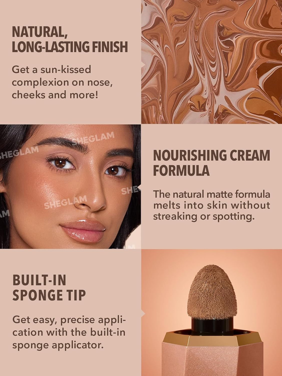 SHEGLAM Sun Beam Shimmer Liquid Bronzer-Golden Sun - Matte Burnt Sienna image number 4