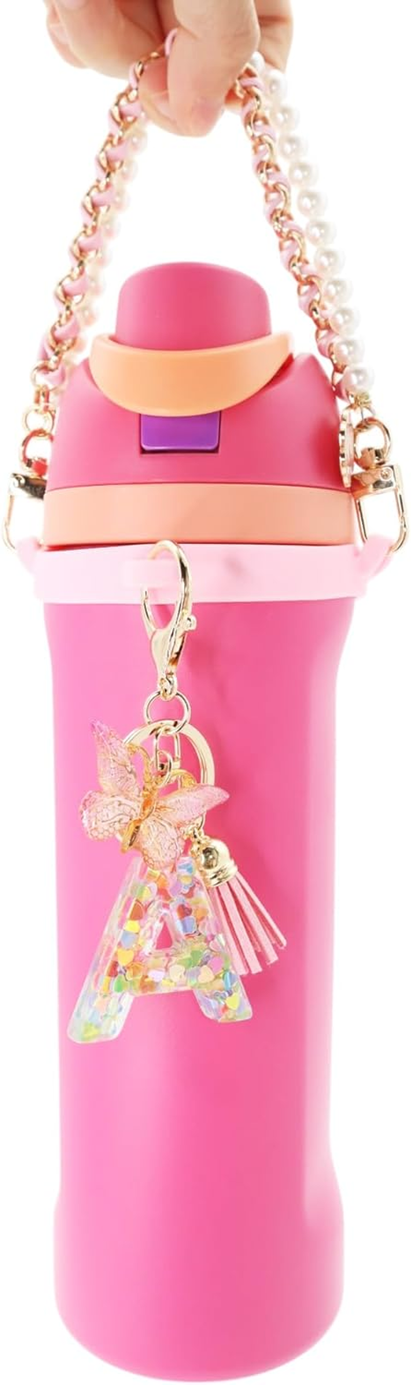 TOVICE Letter Accessories for Owala Water Bottle 24-40Oz, 3PC Cute Initial Keychain & Water Bottle Handle Strap with a Thick Elastic Silicone Ring Holder image number 3