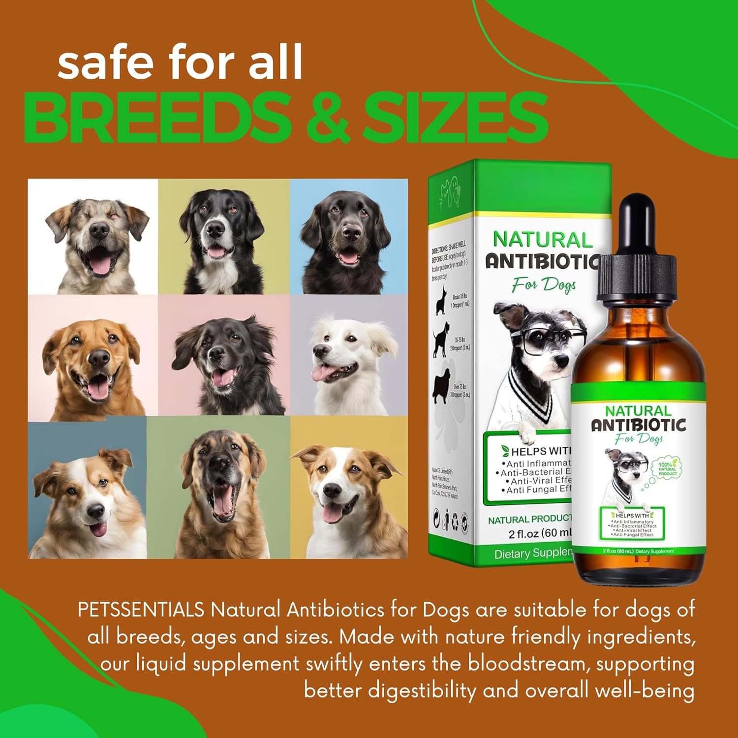 Natural Antibiotics for Dogs 60Ml | All-Natural Dog Antibiotic Supplement for Allergy & Itch Relief | Supports Immune Health & Overall Wellness | Delicious Bacon Flavour image number 5
