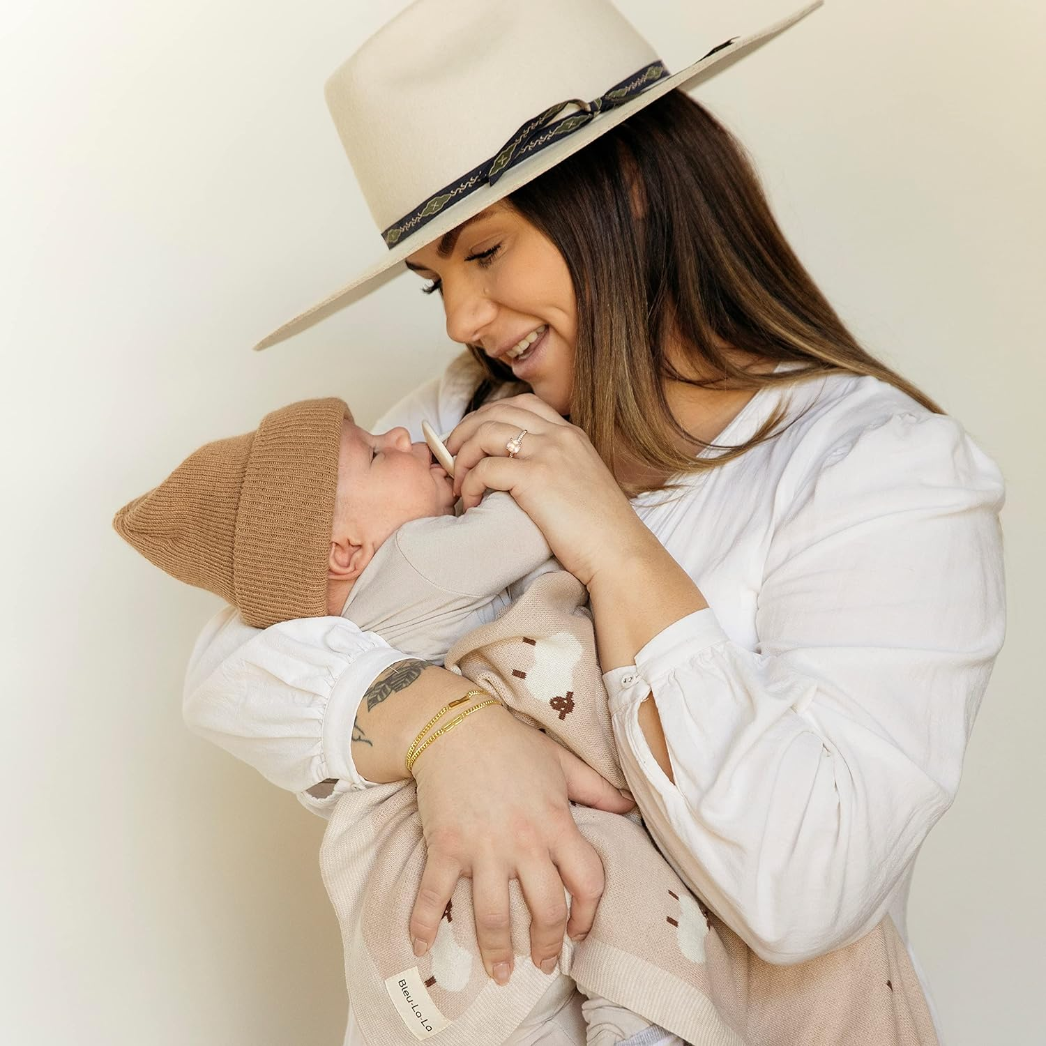 Baby Swaddle Blanket - 100% Luxury Cotton Knit Soft Cozy Lightweight Unisex Receiving Swaddle Crib Stroller Quilt Blanket for Shower Gift Registry for Newborns Infants Toddlers (Sheep - Khaki) image number 3