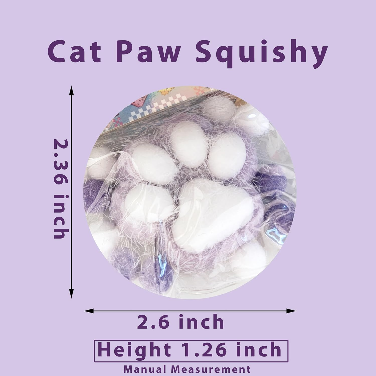 1 Pcs Taba Squishy Kit Kawaii Cat Paw Squishy Fidget Toy, Cute Cat Squishy'S Sensory Toys, Pinch Family Squishy Toys, Stress Relief for Party Favors, Cat Mochi Squishy for Adults (Purple) image number 1